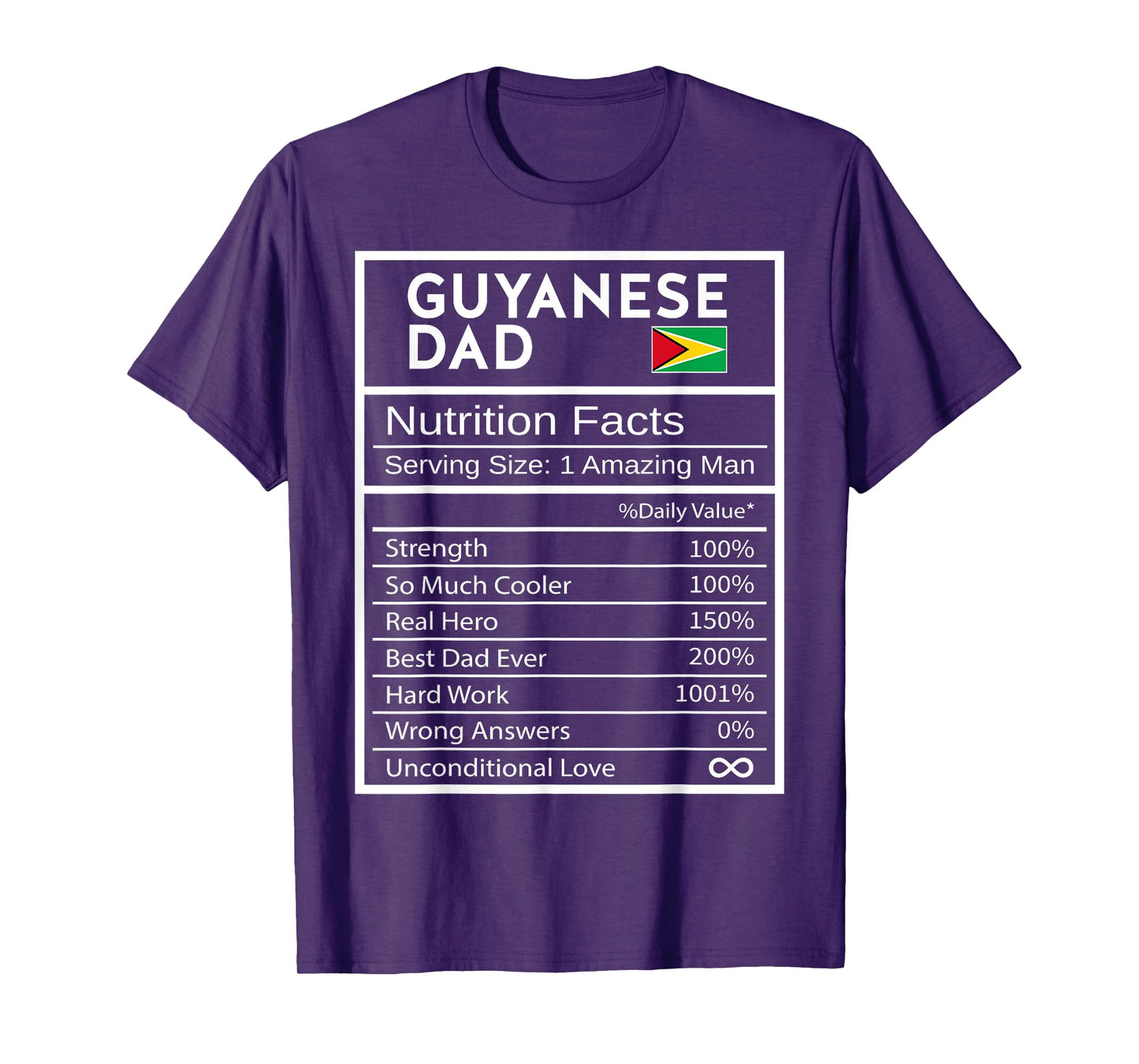 Guyanese Dad Nutrition Facts National Pride Gift For Dad T-Shirt