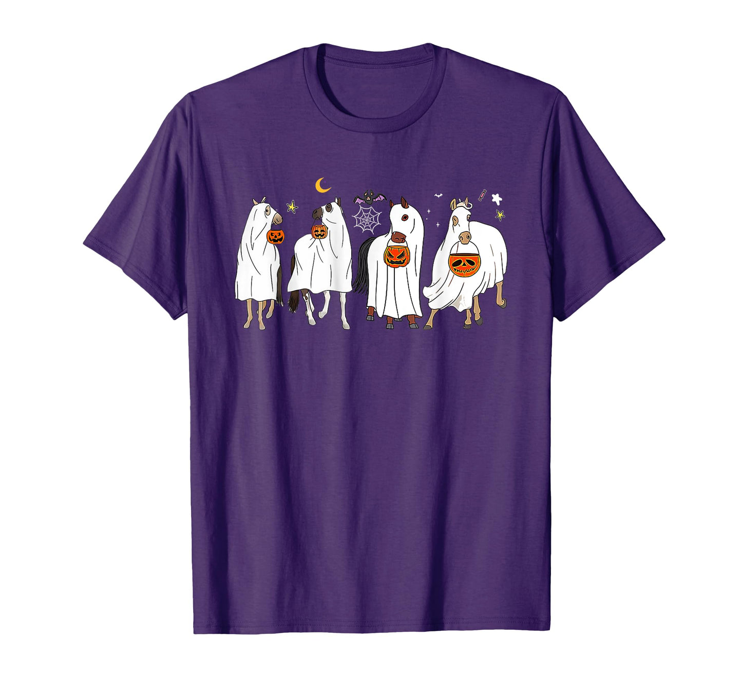 Horse Ghost Halloween Pumpkin Horseback Riding Equestrian T-Shirt