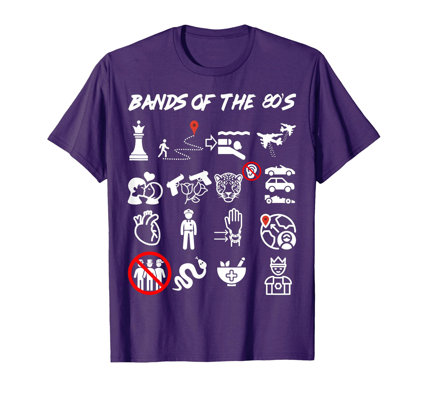 Funny Nerdy Iconic Pop Rock Bands of the 80s White T-Shirt