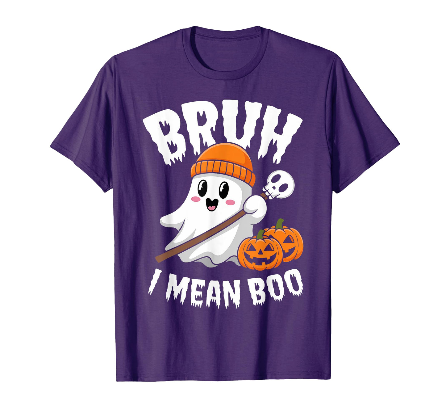 Bruh I Mean Boo Halloween Ghost for Kids and Adults T-Shirt