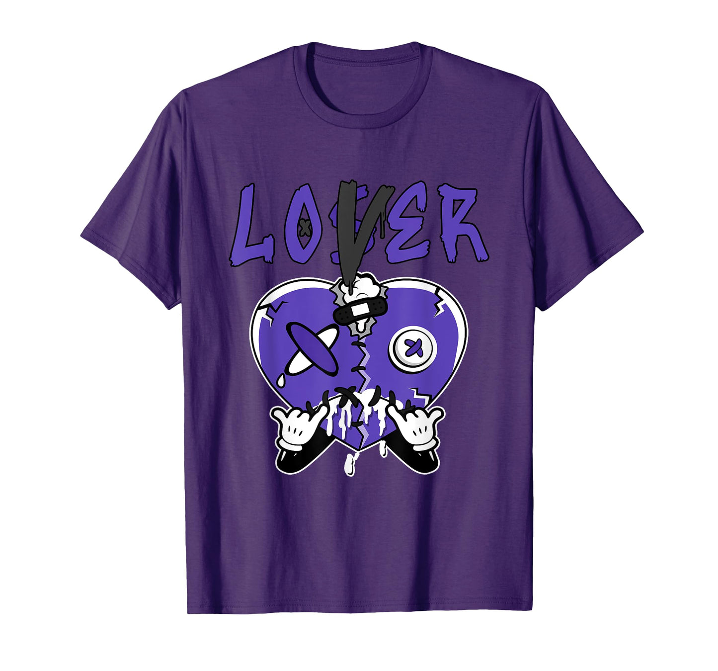 Loser Love Drip Heart Matching Black Field Purple 12s T-Shirt