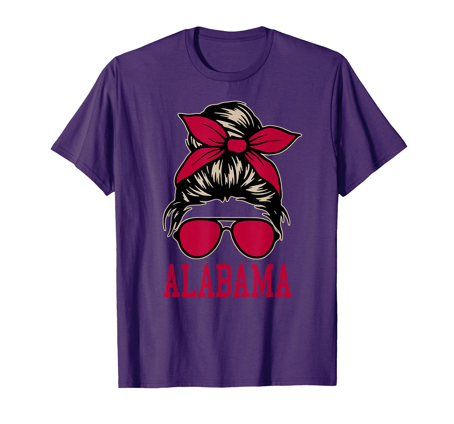 Alabama Women Girl Mom Messy Bun Hair. T-Shirt