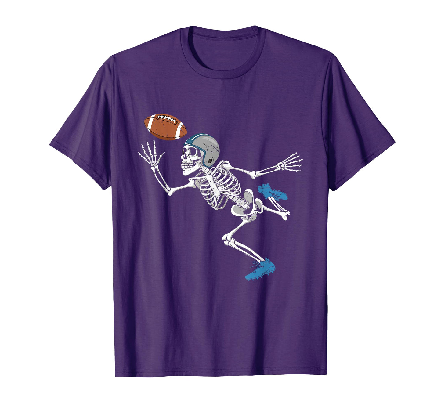 Football Skeleton Halloween Player Catcher Mens Boys Kids T-Shirt