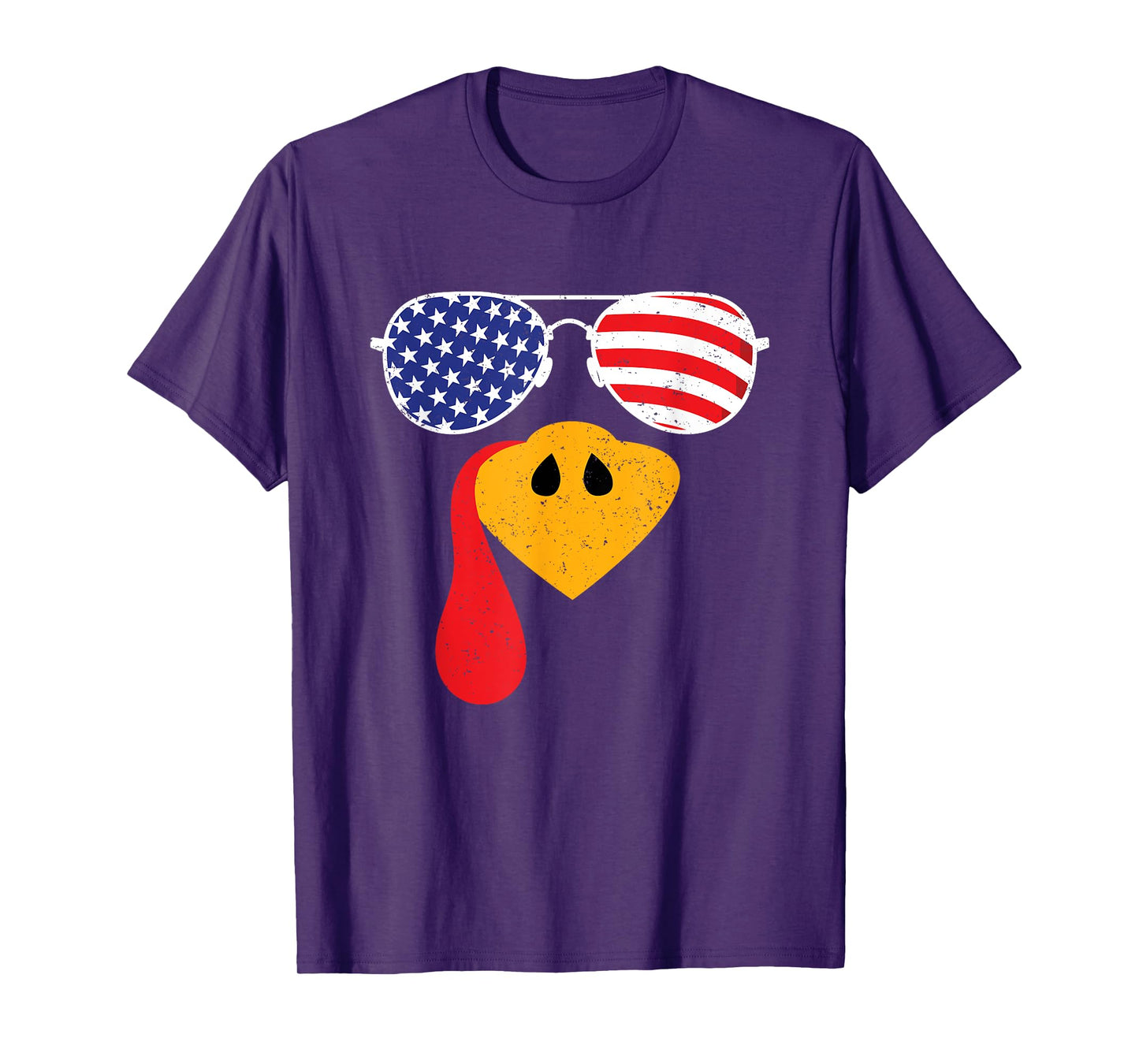 Turkey Face Flag Sunglasses Thanksgiving Family Outfits T-Shirt