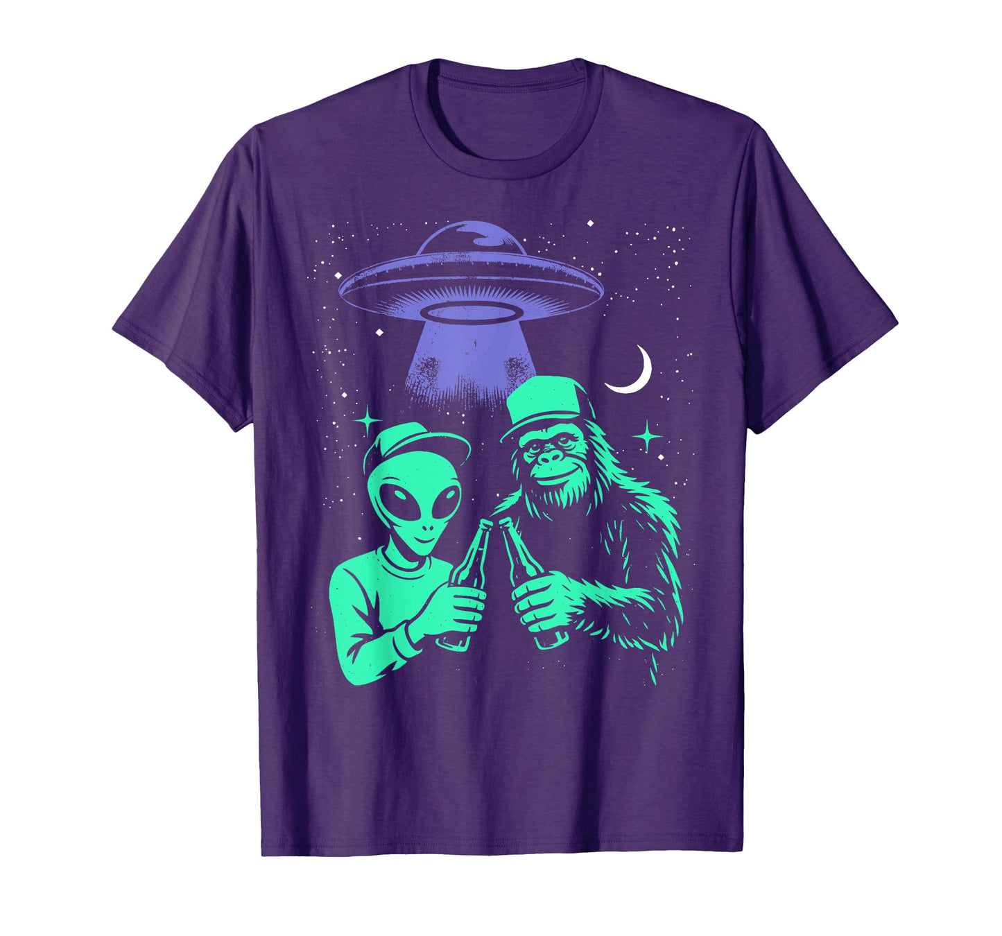 Cheers with Cryptids Shirt Bigfoot Alien Beer Funny Men T-Shirt