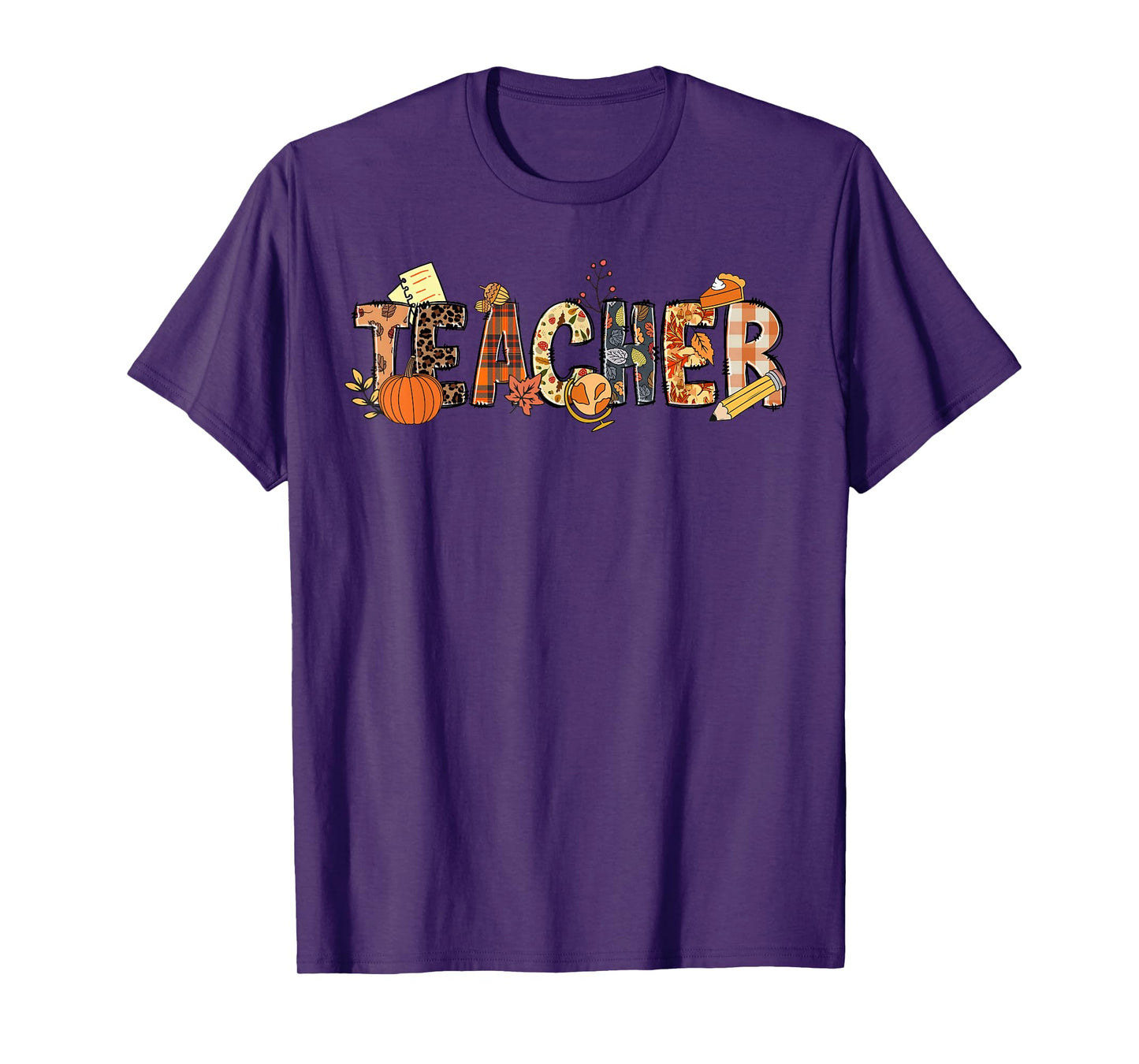 Teacher Thanksgiving Women Autumn Fall Halloween Pumpkin Tee T-Shirt