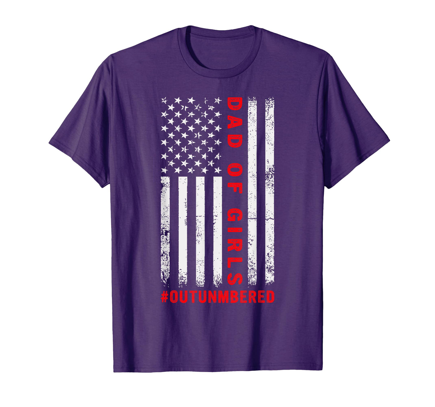 Mens Dad Of Girls Outnumbered Vintage American Flag 4th Of July T-Shirt