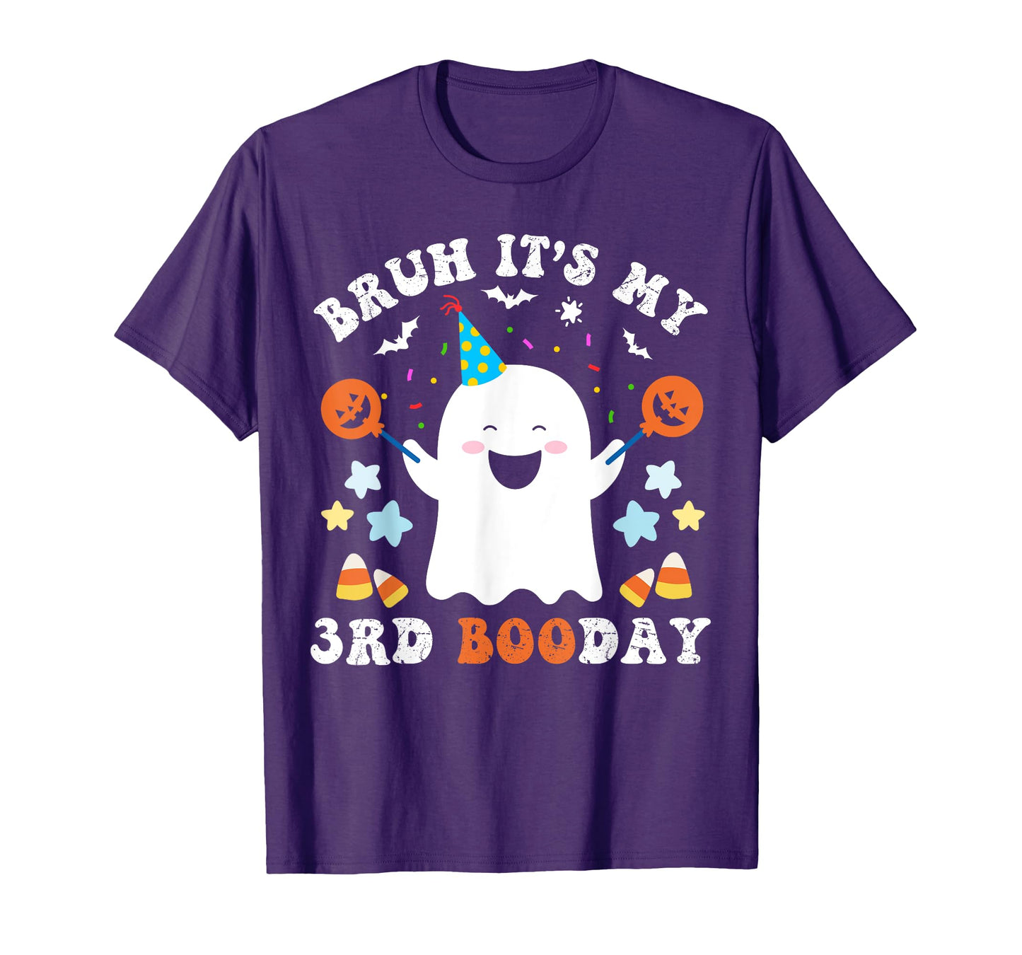 Bruh It's My 3rd Boo Day-Funny Halloween Ghost Birthday Kids T-Shirt