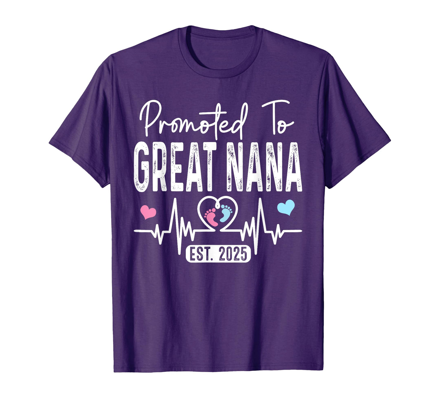 Promoted To Great Nana Est. 2025 Baby Gender Reveal Party T-Shirt