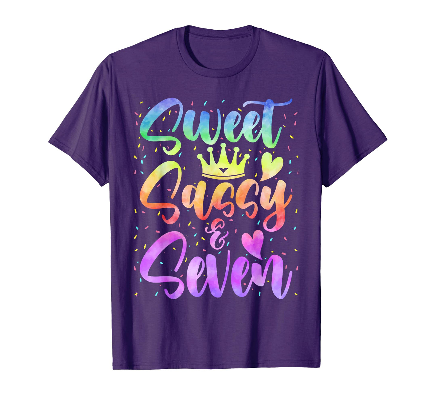 Sweet Sassy and Seven Girls Birthday Tie Dye 7 Year Old Kids T-Shirt