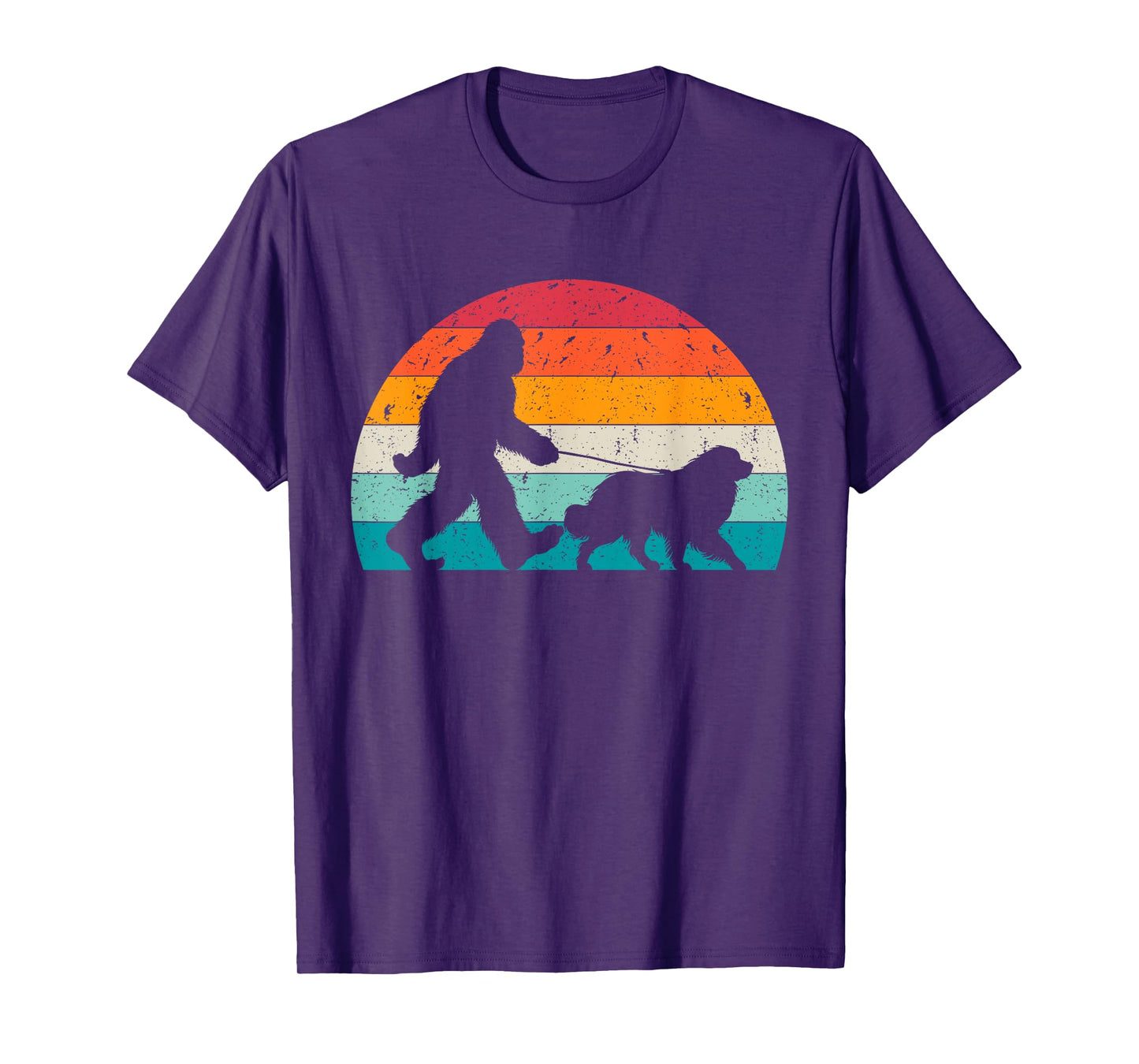 Bigfoot Walking a Dog Funny Great Pyrenees Lovers Dog Dad Men Women Kids T-Shirt
