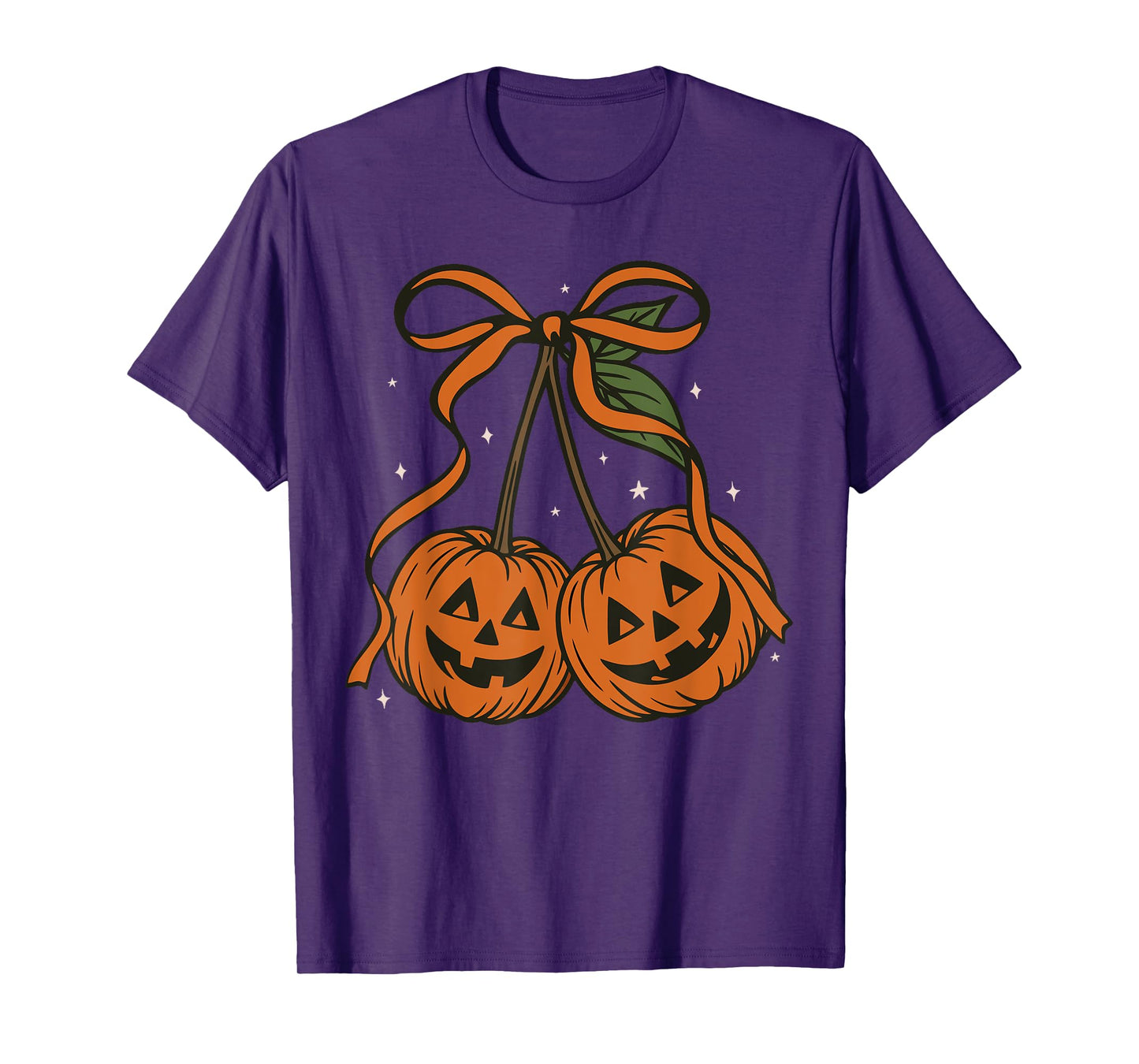 Jack O Lantern Spooky Season Halloween Coquette Bow Cherry T-Shirt