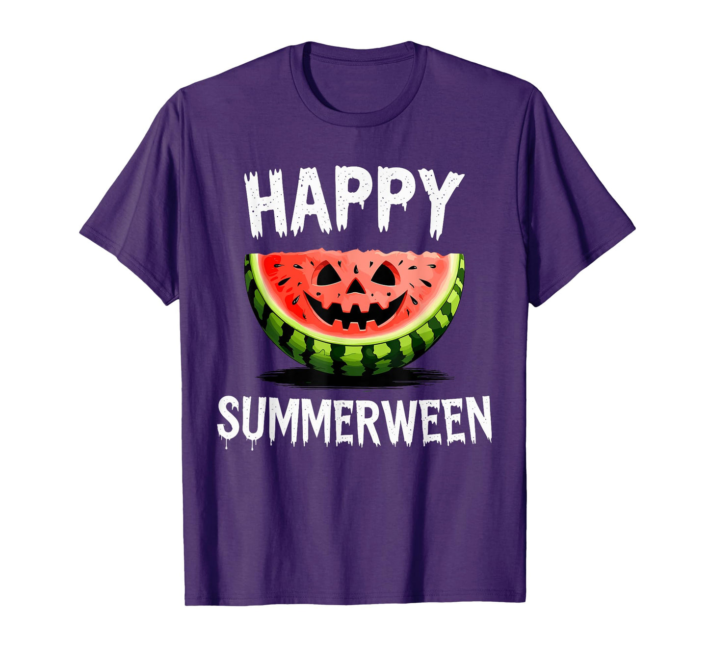 Watermelon Jack O Lantern Summer Halloween Happy Summerween T-Shirt