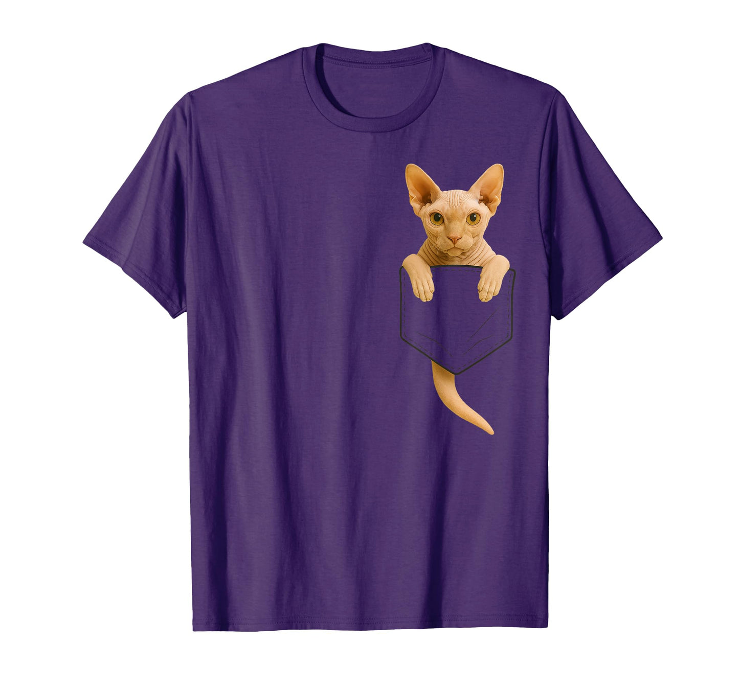 Cute Sphynx Cat Pocket Funny Gifts Cat Mom Cat Dad Cat Lover T-Shirt