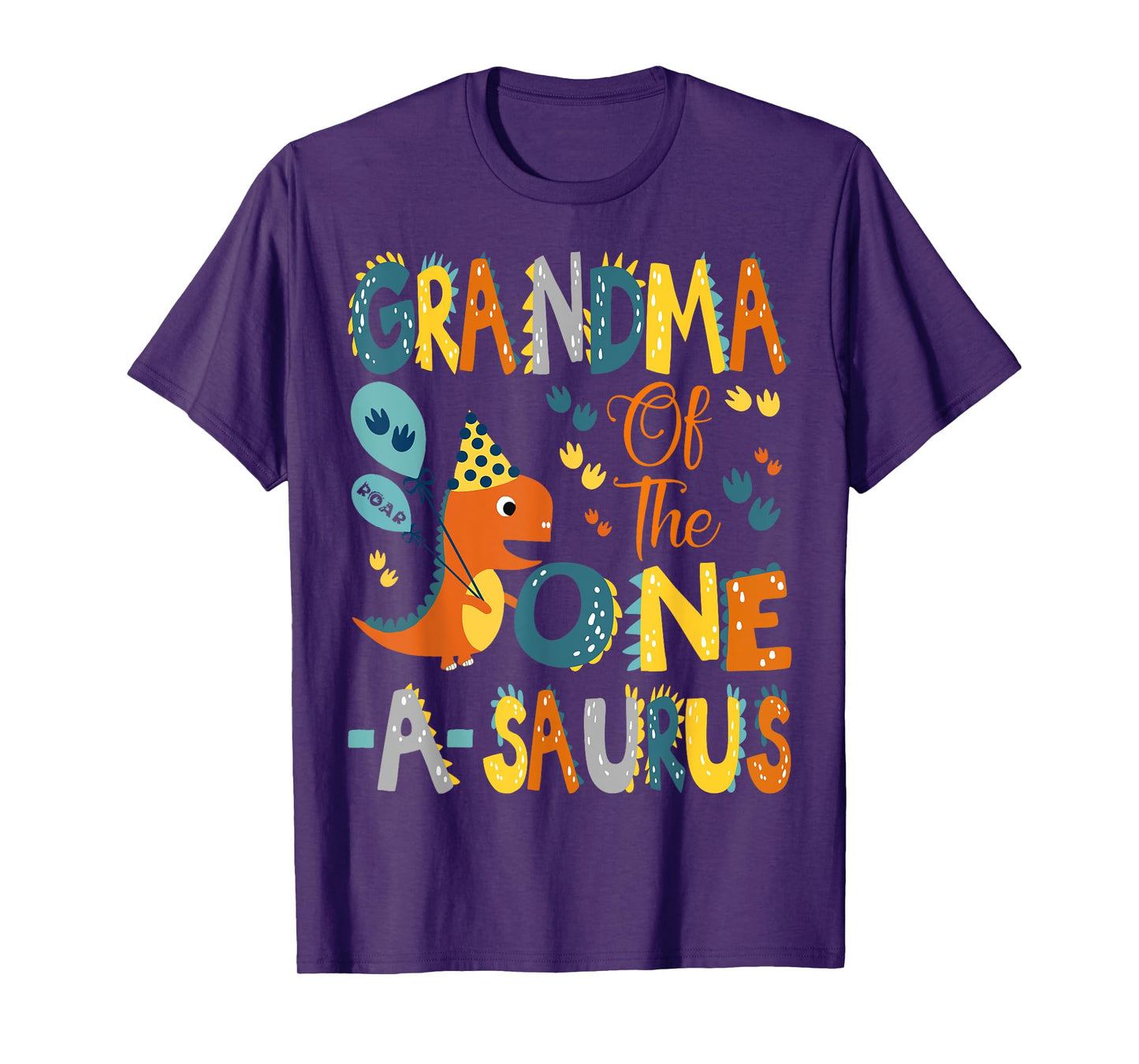 Dinosaur T-Rex 1St Birthday Matching Family Grandma Of The One-A-Saurus 1St Birthday Dinosaur Party Unisex-Adults, Unisex-Kids Black Short Sleeve T-Shirt