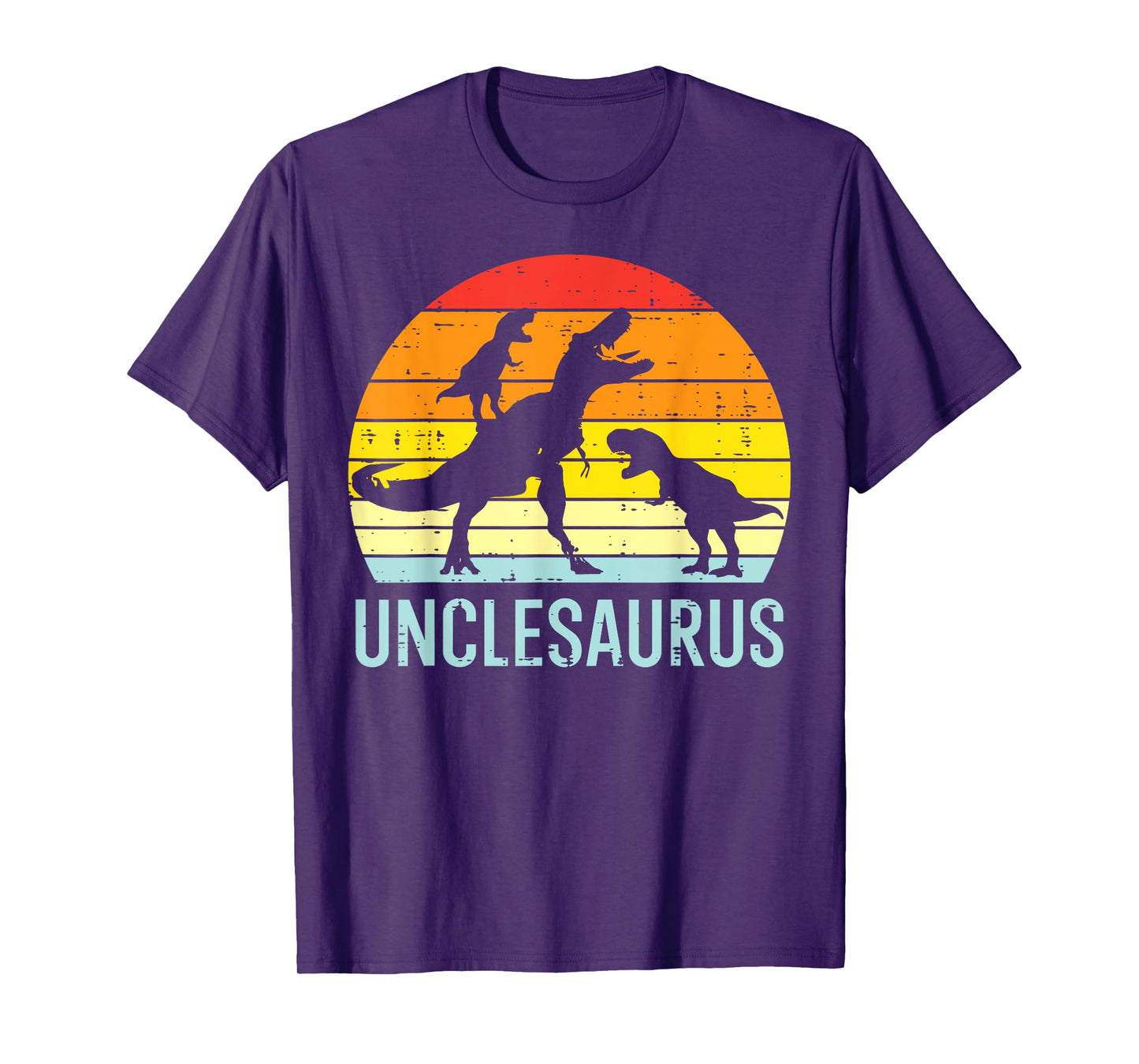 Unclesaurus Trex Uncle Sunset Retro Fathers Day Dinosaur Men T-Shirt