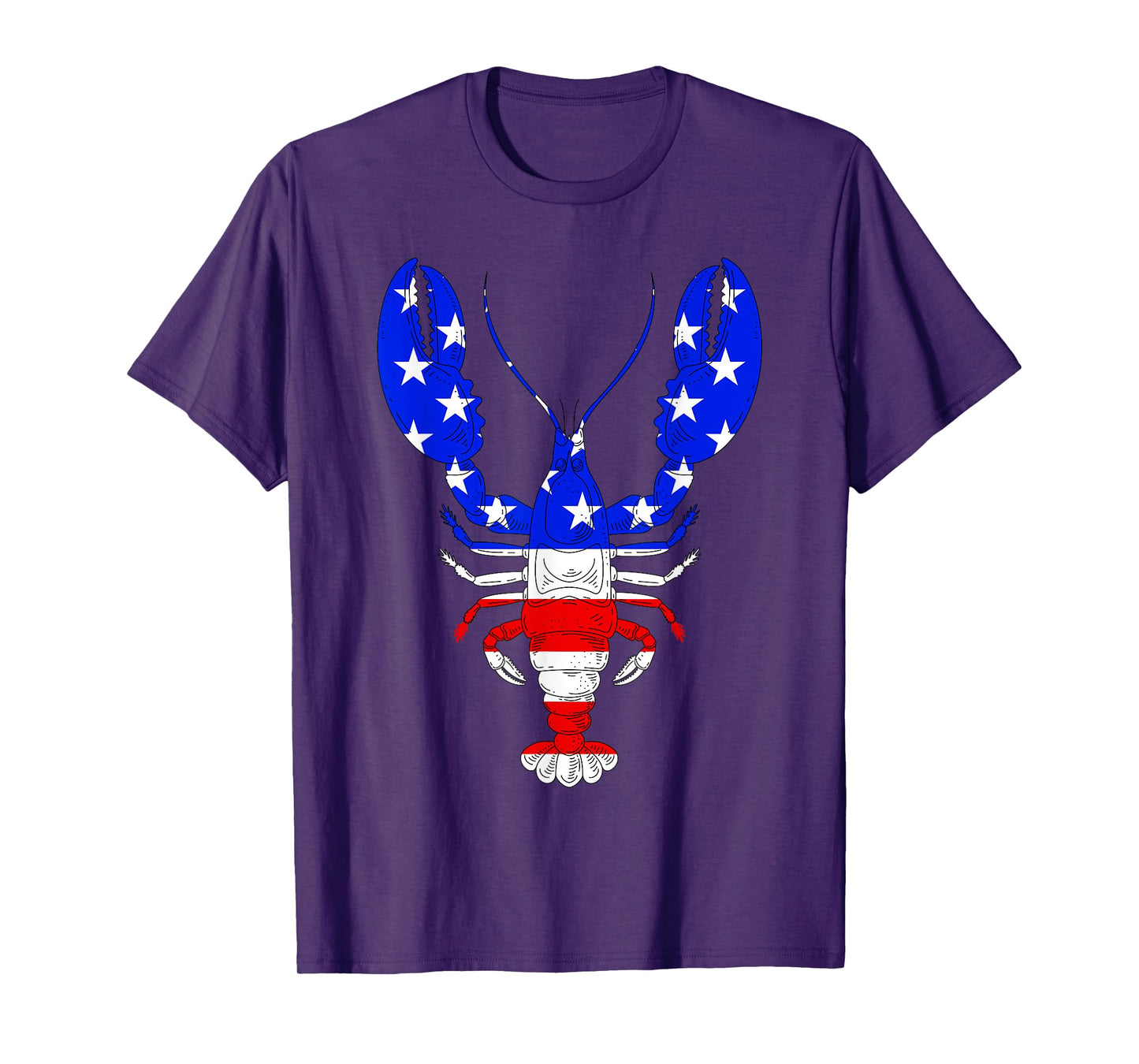American Blue, White and Red Cool Lobsters Design T-Shirt
