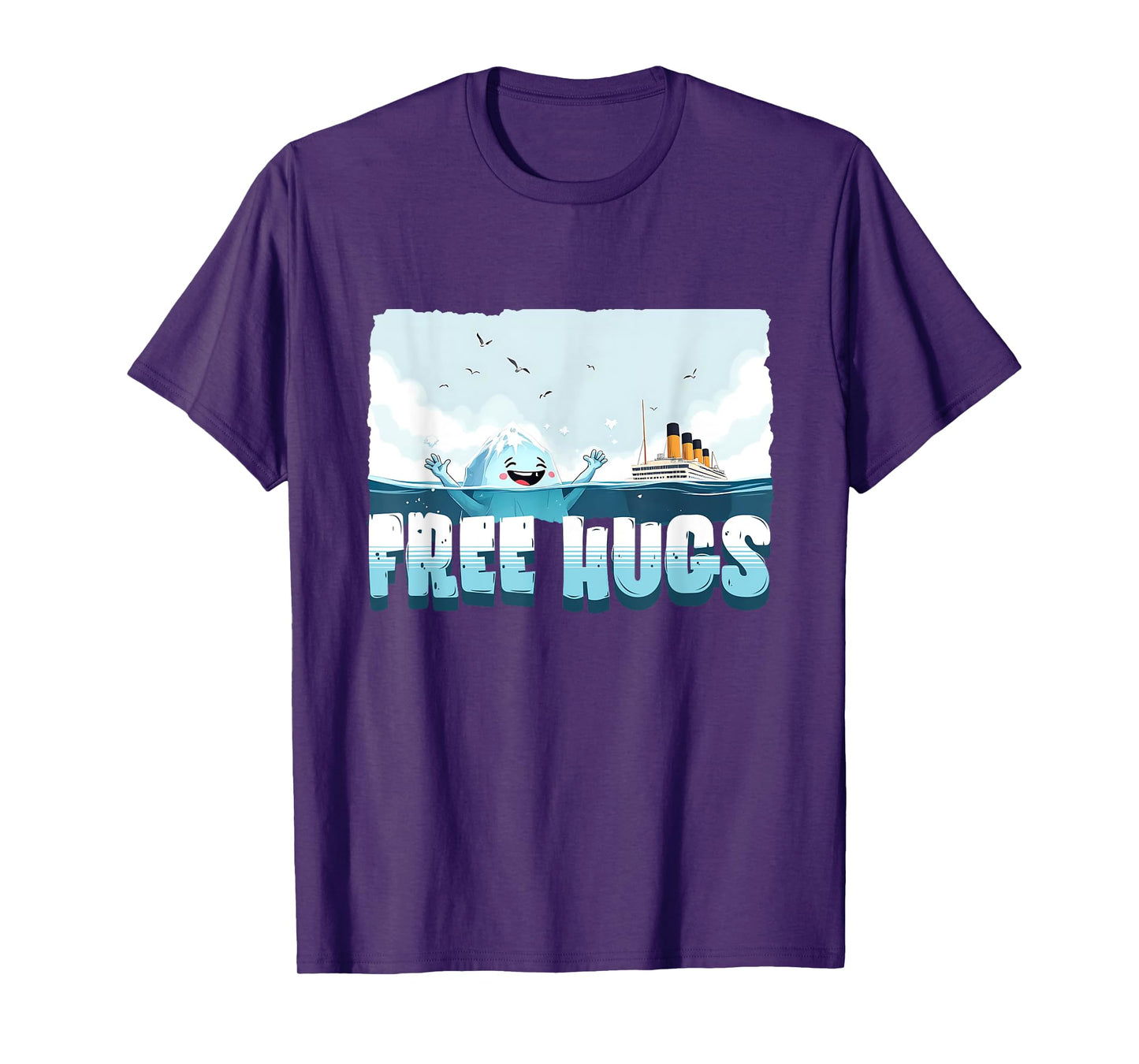 Free Hugs Funny Iceberg Cruise Ship Titanic Boys Girls Kids T-Shirt