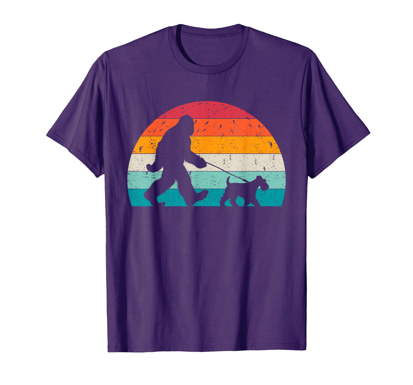 Bigfoot Walking a Dog Funny Welsh Terrier Lovers Dog Dad T-Shirt