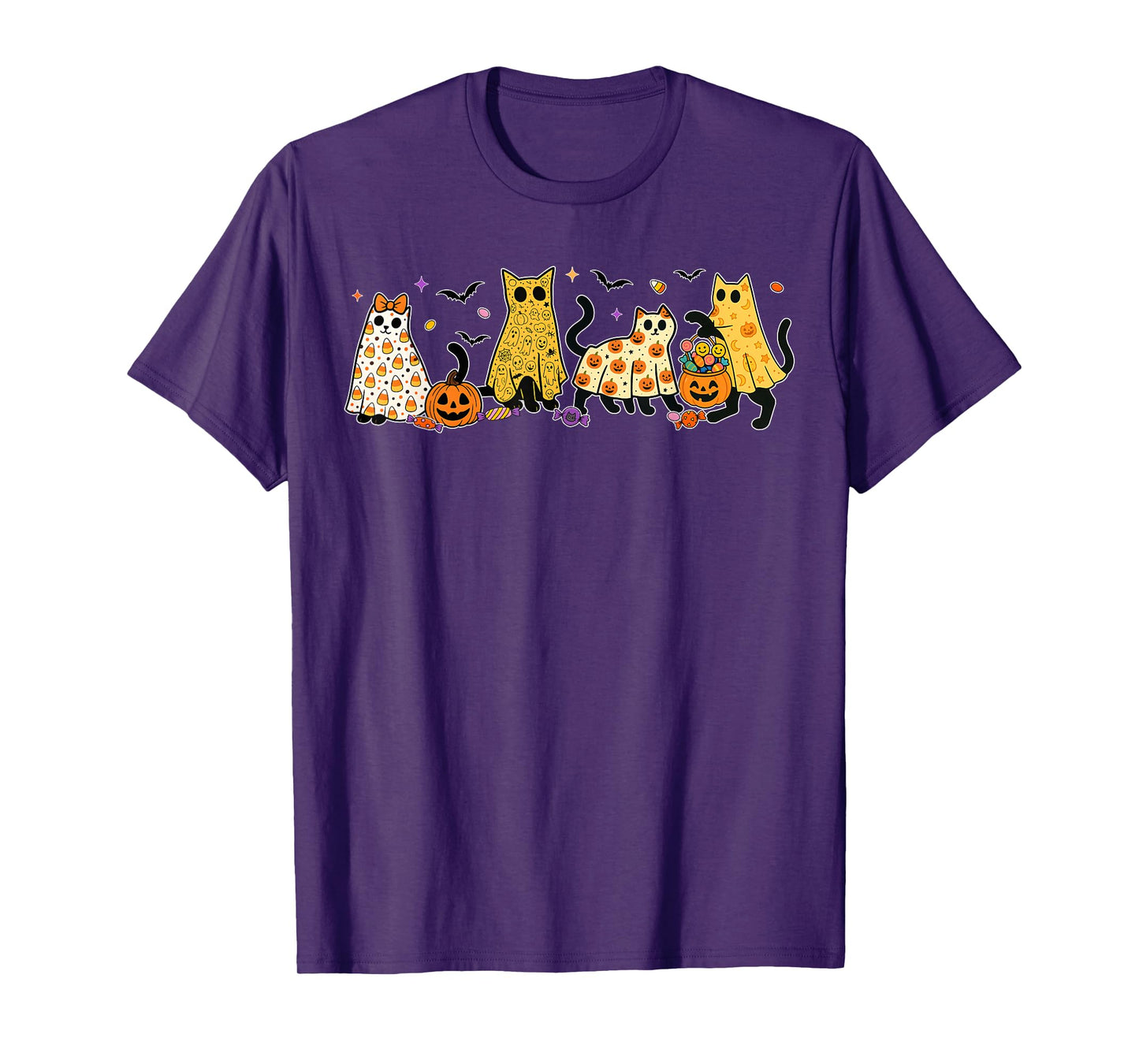 Retro Floral Boo Ghost Pumpkin Bow Halloween Women Kids T-Shirt