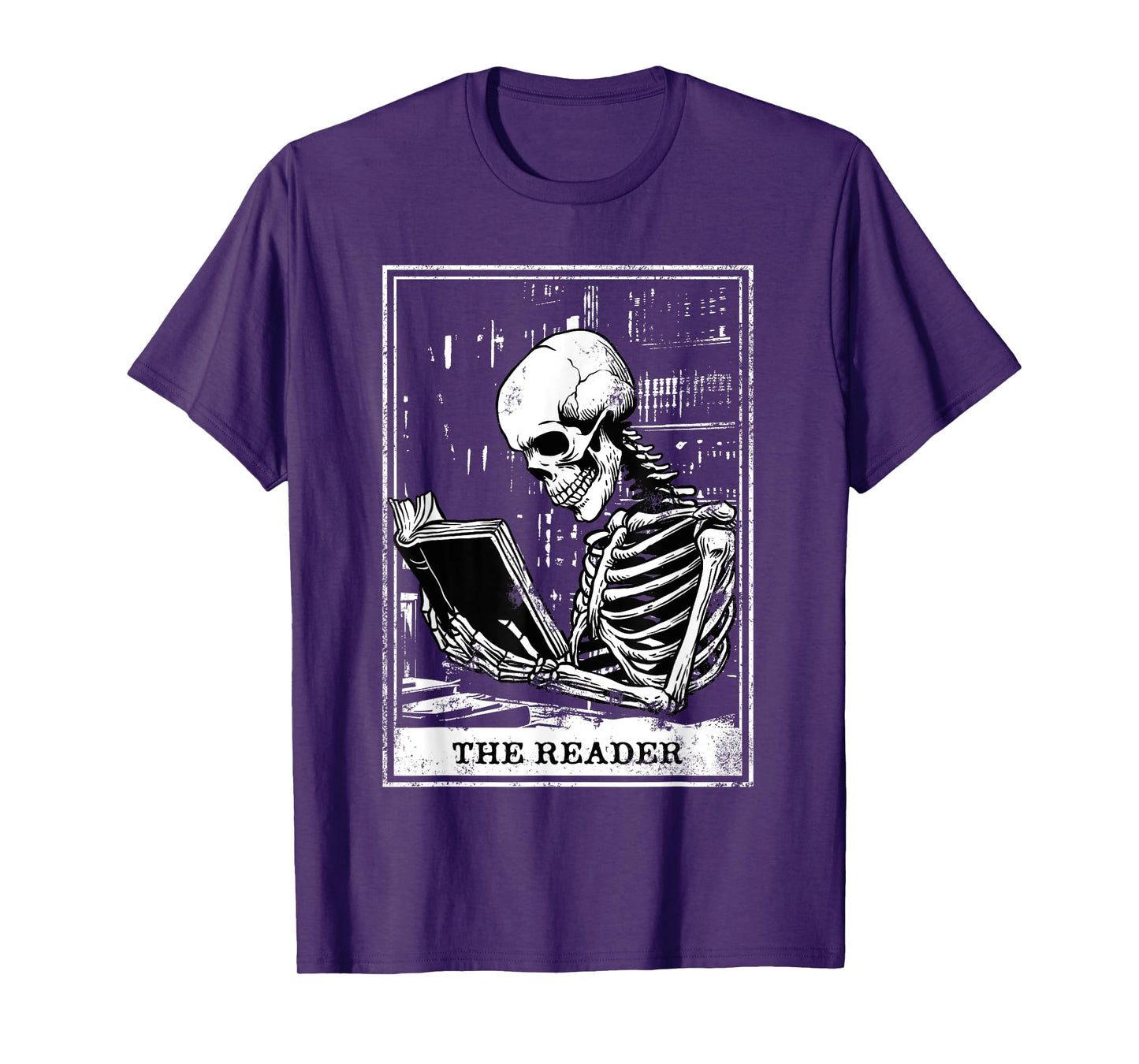 Tarot Card Shirt The Reader Tarot Skeleton Reading Book T-Shirt