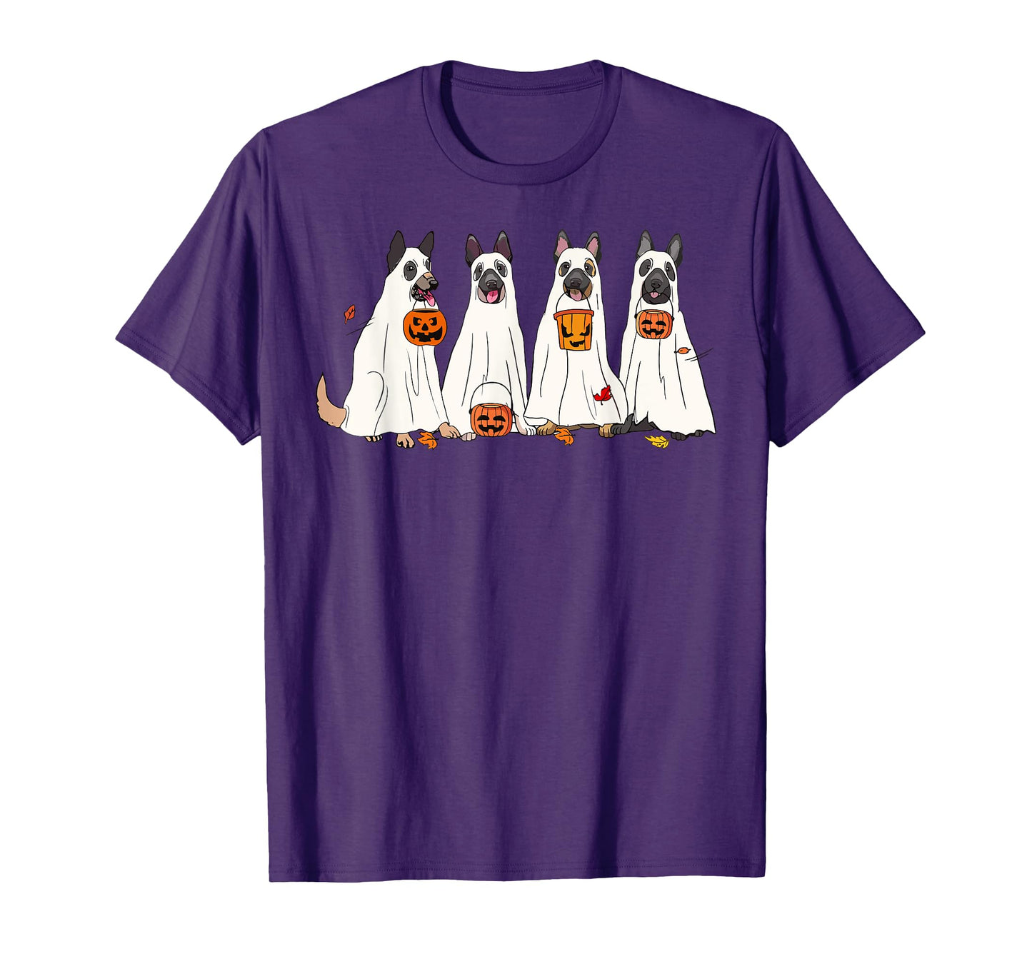 Dog Halloween Trick Or Treat Boo Ghost Pumpkin Malinois Dogs Men Women Kids T-Shirt