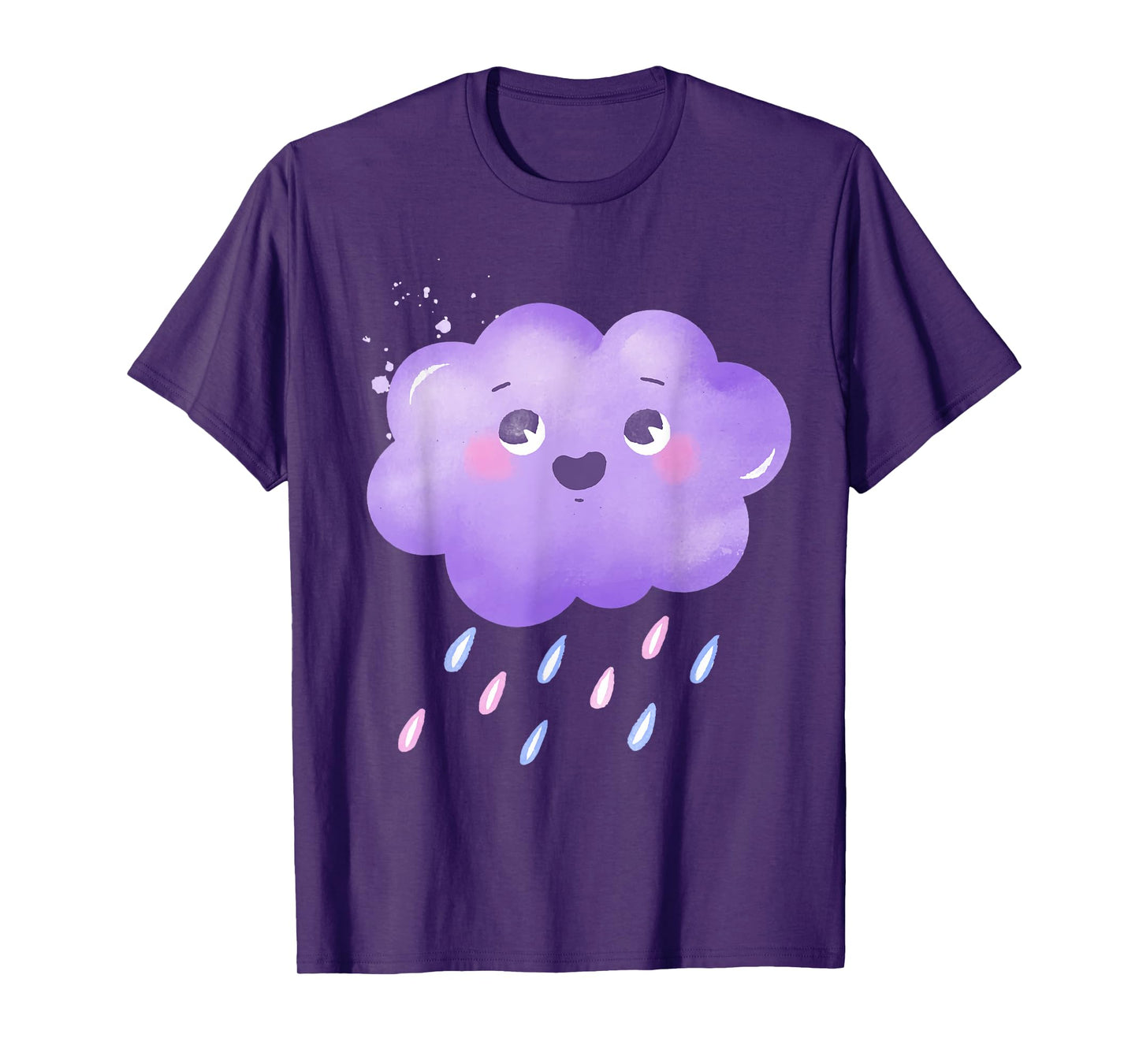 Funny Purple Clouds Rain Drop Boy Girl Kids T-Shirt