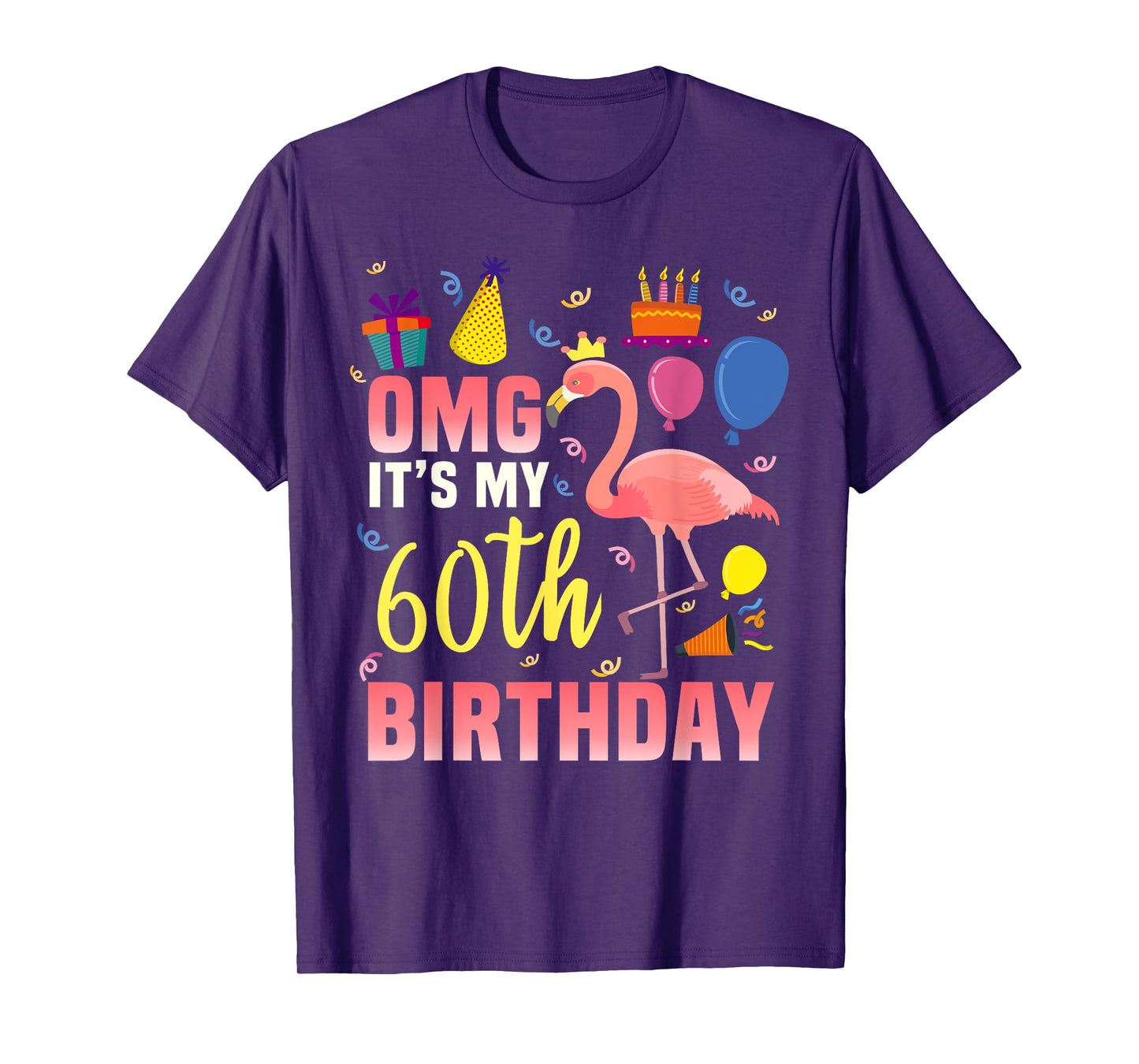 60 Year Old Women Men Gift Flamingo It's My 60th Birthday T-Shirt