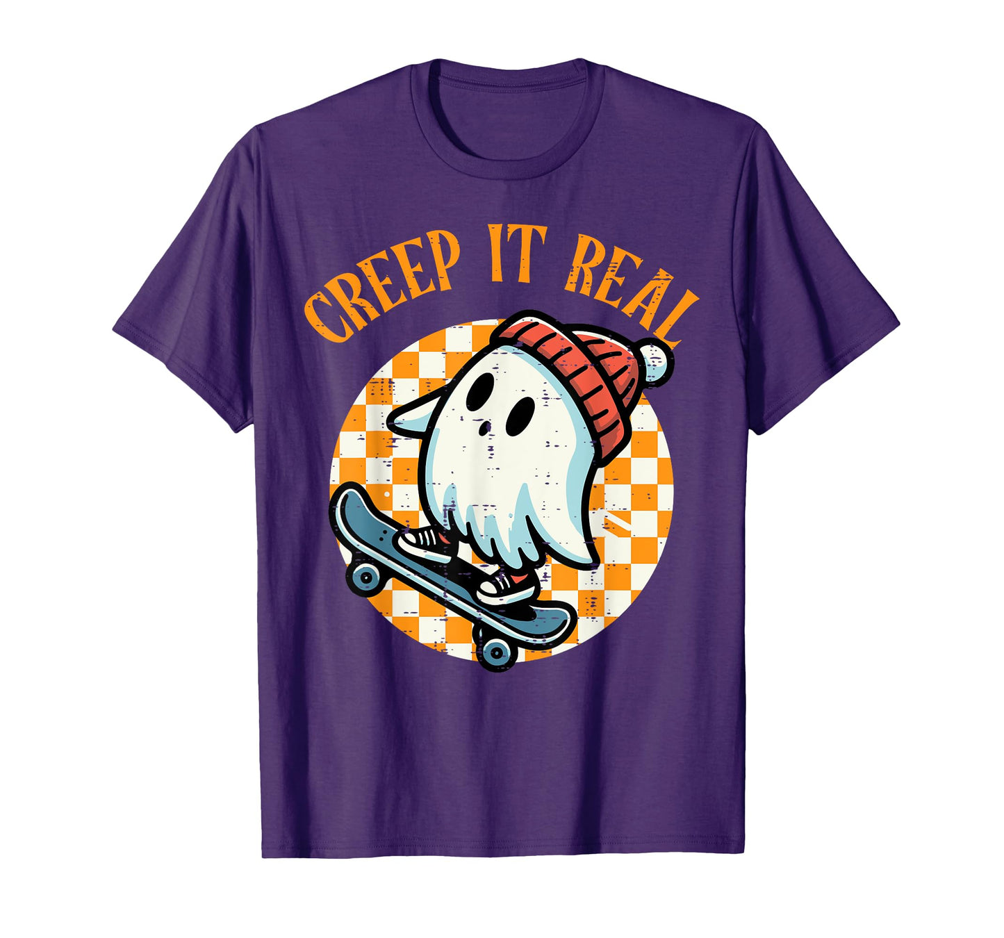 Creep It Real Skater Ghost Halloween Boys Kids Teen Youth T-Shirt