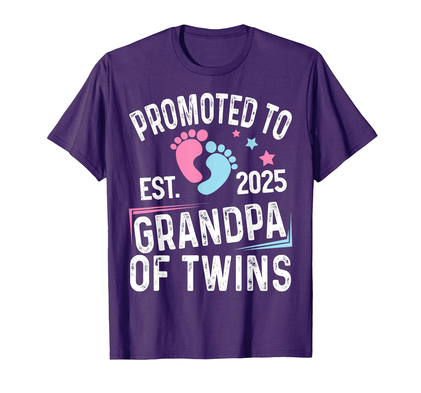 Promoted To Grandpa Of Twins Est 2025 Baby Shower T-Shirt