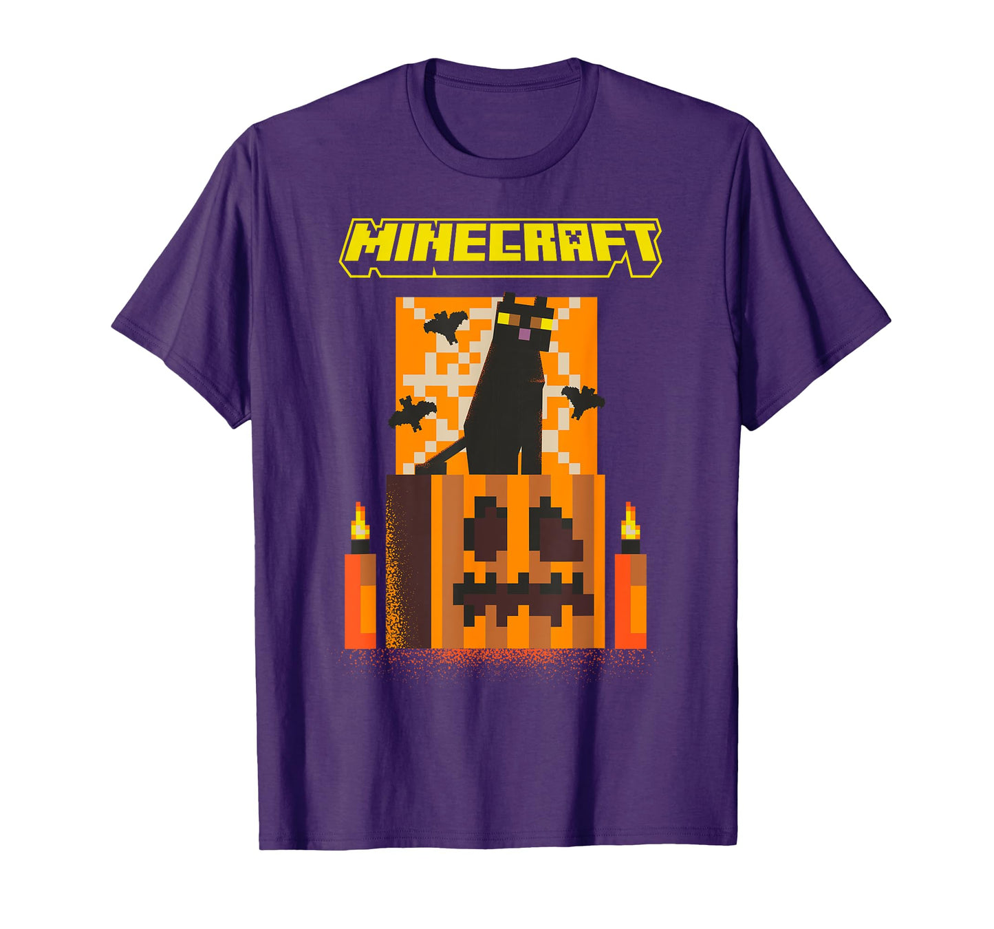 Minecraft Halloween Black Cat On Pumpkin Scene T-Shirt