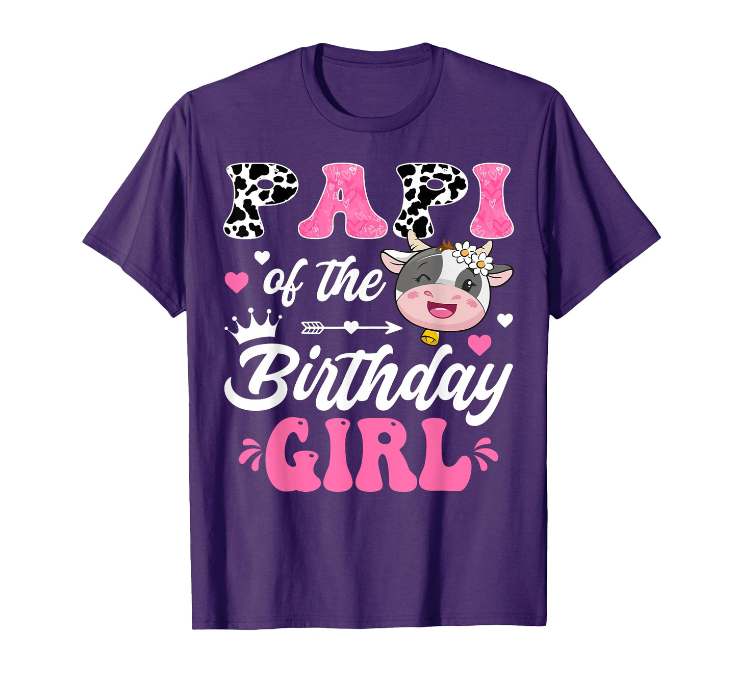 Papi Of The Birthday Girl Cute Cow Farm 1St Birthday T-Shirt