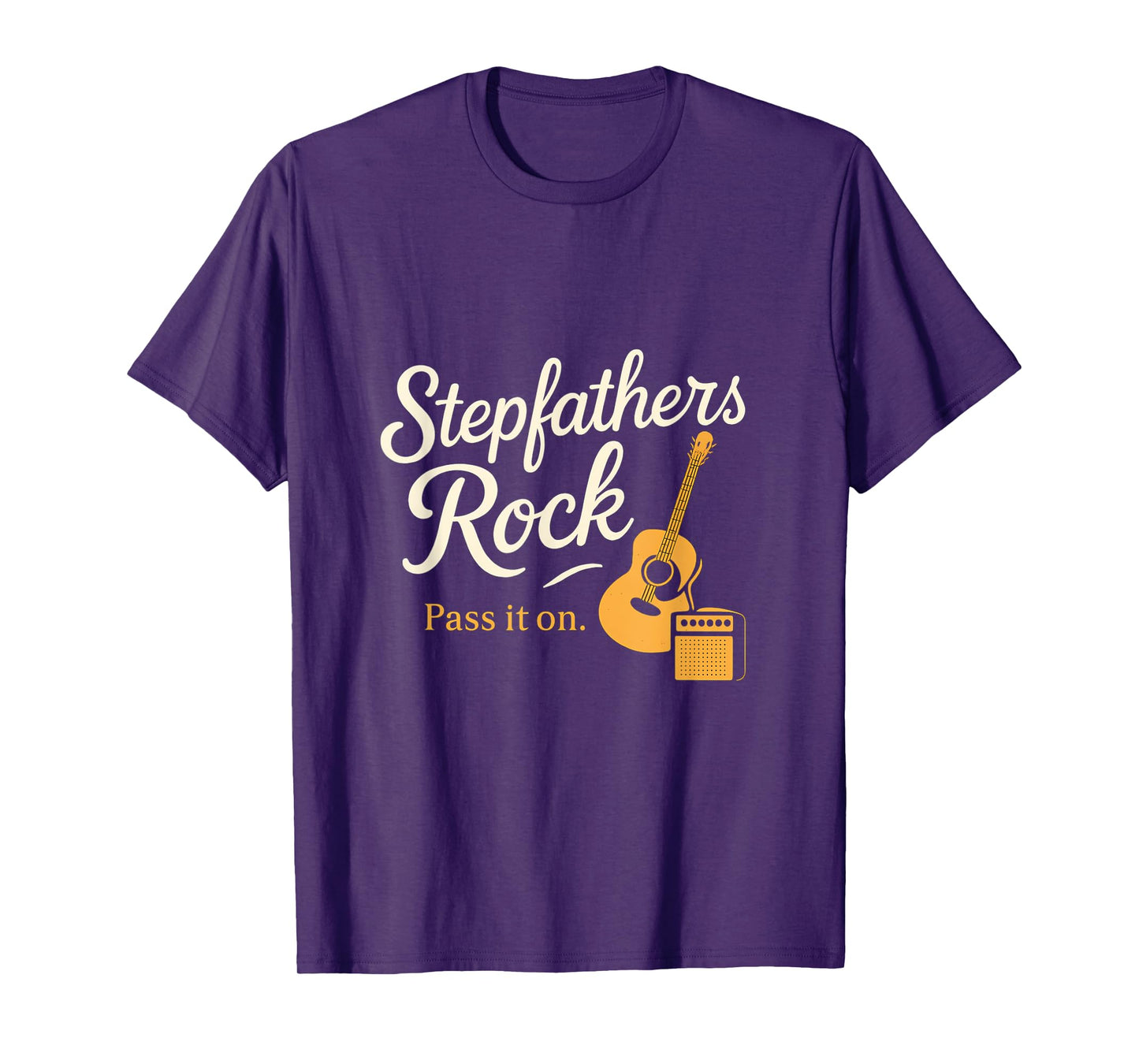 Stepfathers Rock Whimsical Script Guitar & Amp T-Shirt