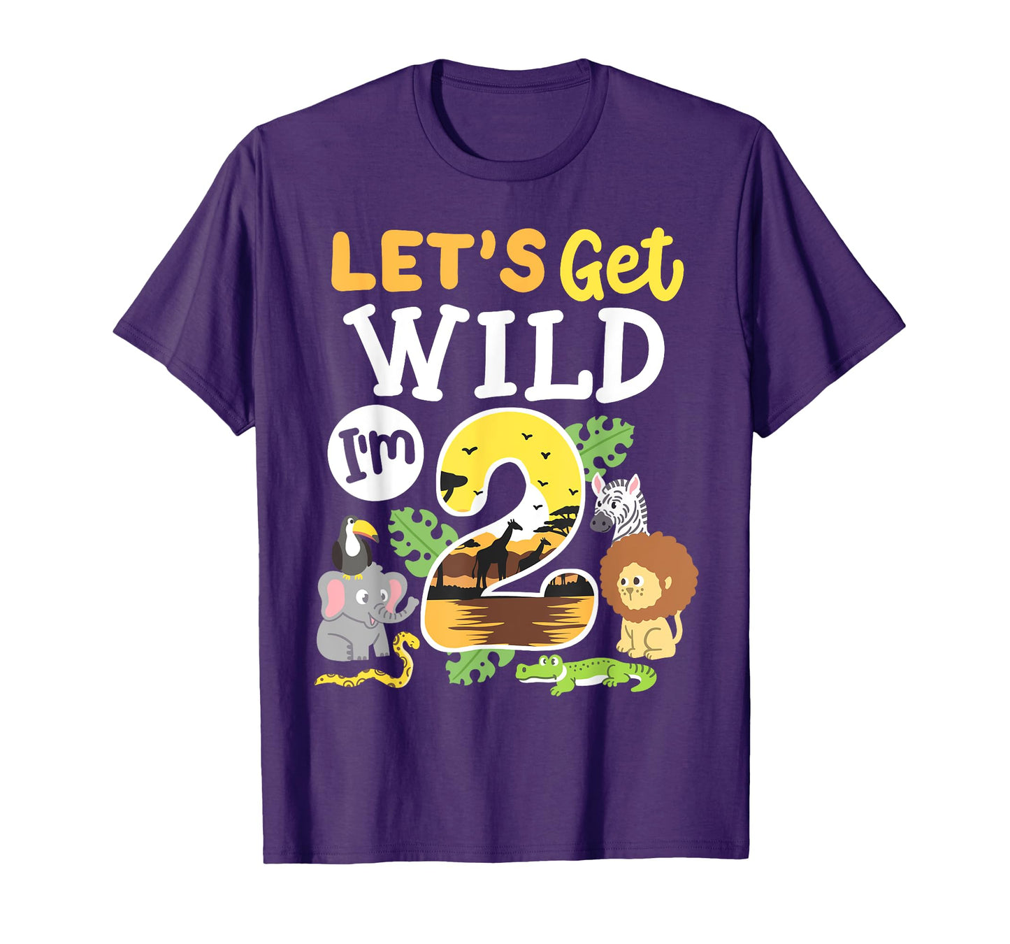 Jungle Safari Let's Get Wild 2nd Birthday Zoo 2 Year Old Kid T-Shirt