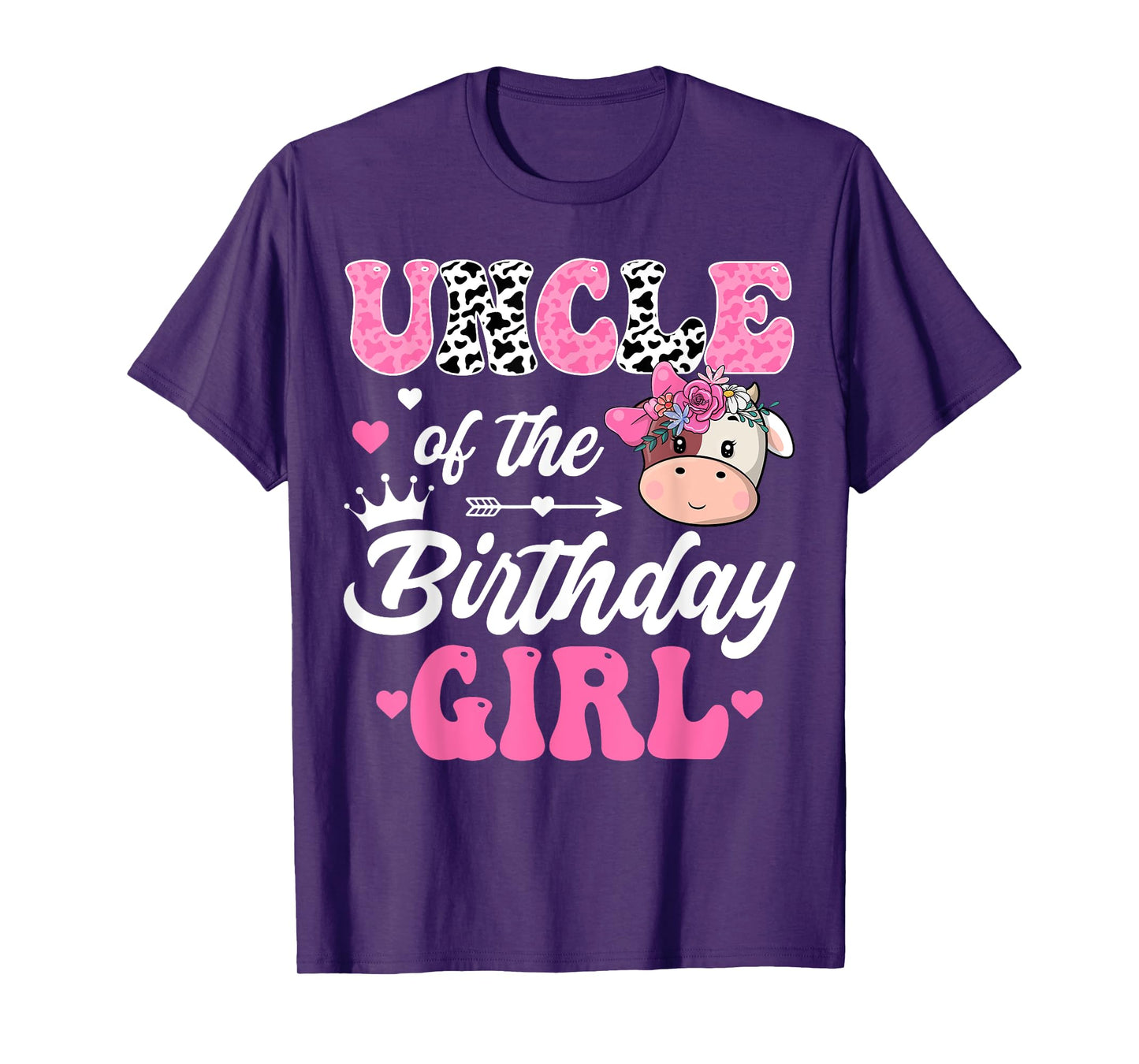 Uncle Of The Birthday Girl Farm Cow 1St Birthday Girl T-Shirt