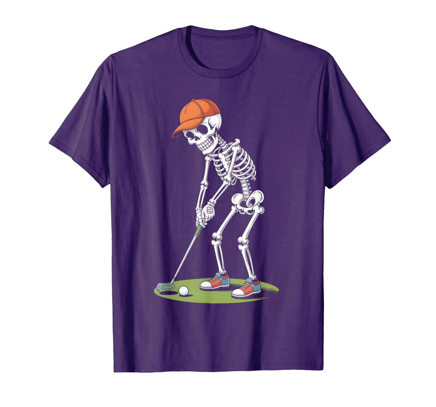 Halloween Golfer Golf Player Skeleton Golf Funny Men Dad T-Shirt