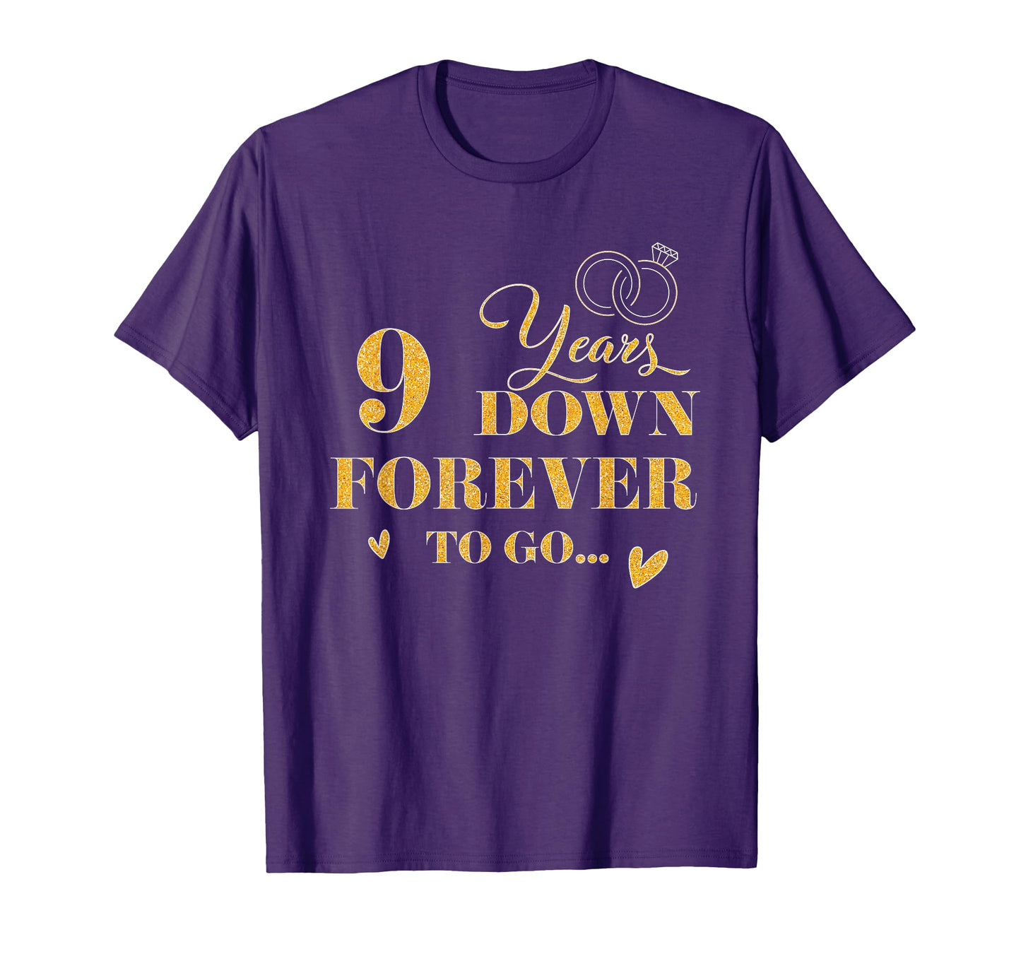 9 Years Down Forever To Go Couple 9th Wedding Anniversary T-Shirt