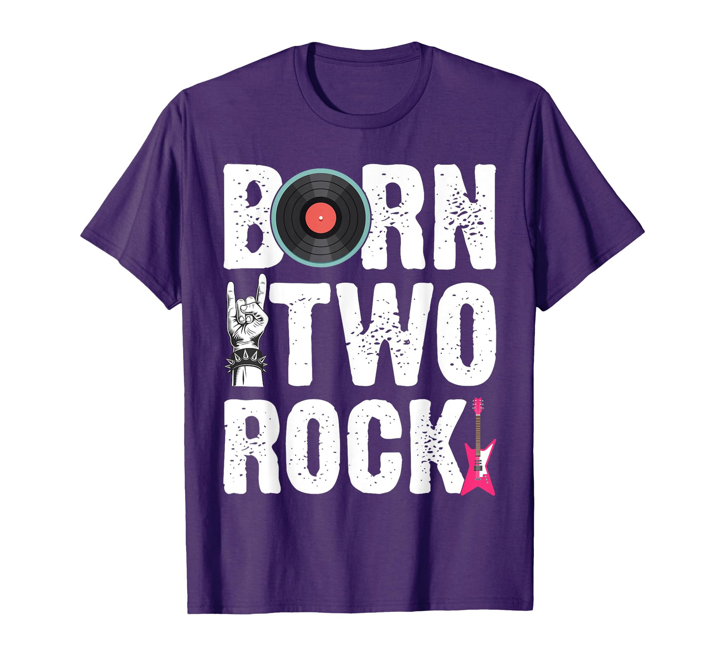 Kids 2nd Birthday Guitar Born Two 2 Rock Rocker Bday Boys T-Shirt