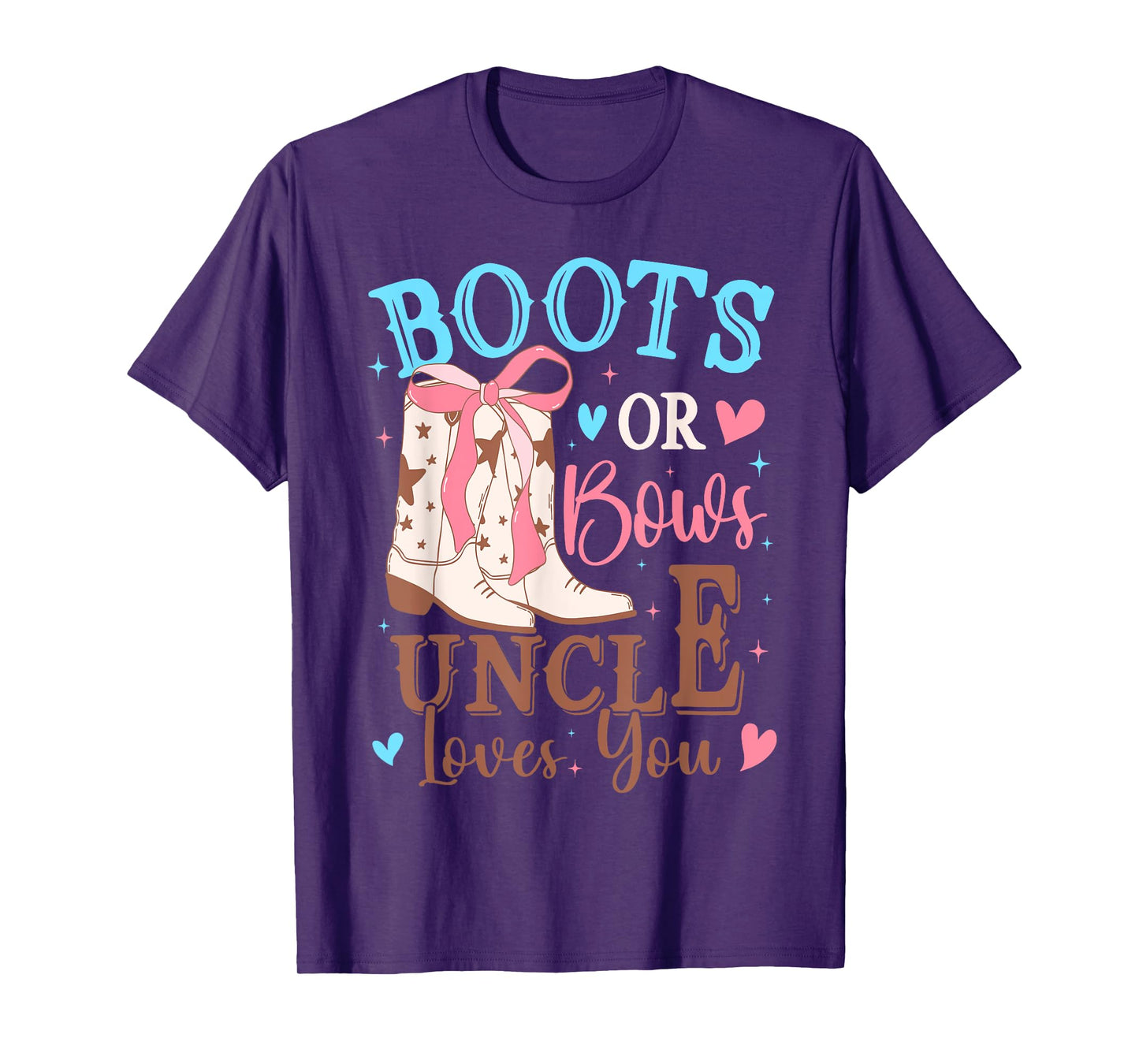 Boots or Bows Gender Reveal Decorations Uncle Loves You T-Shirt