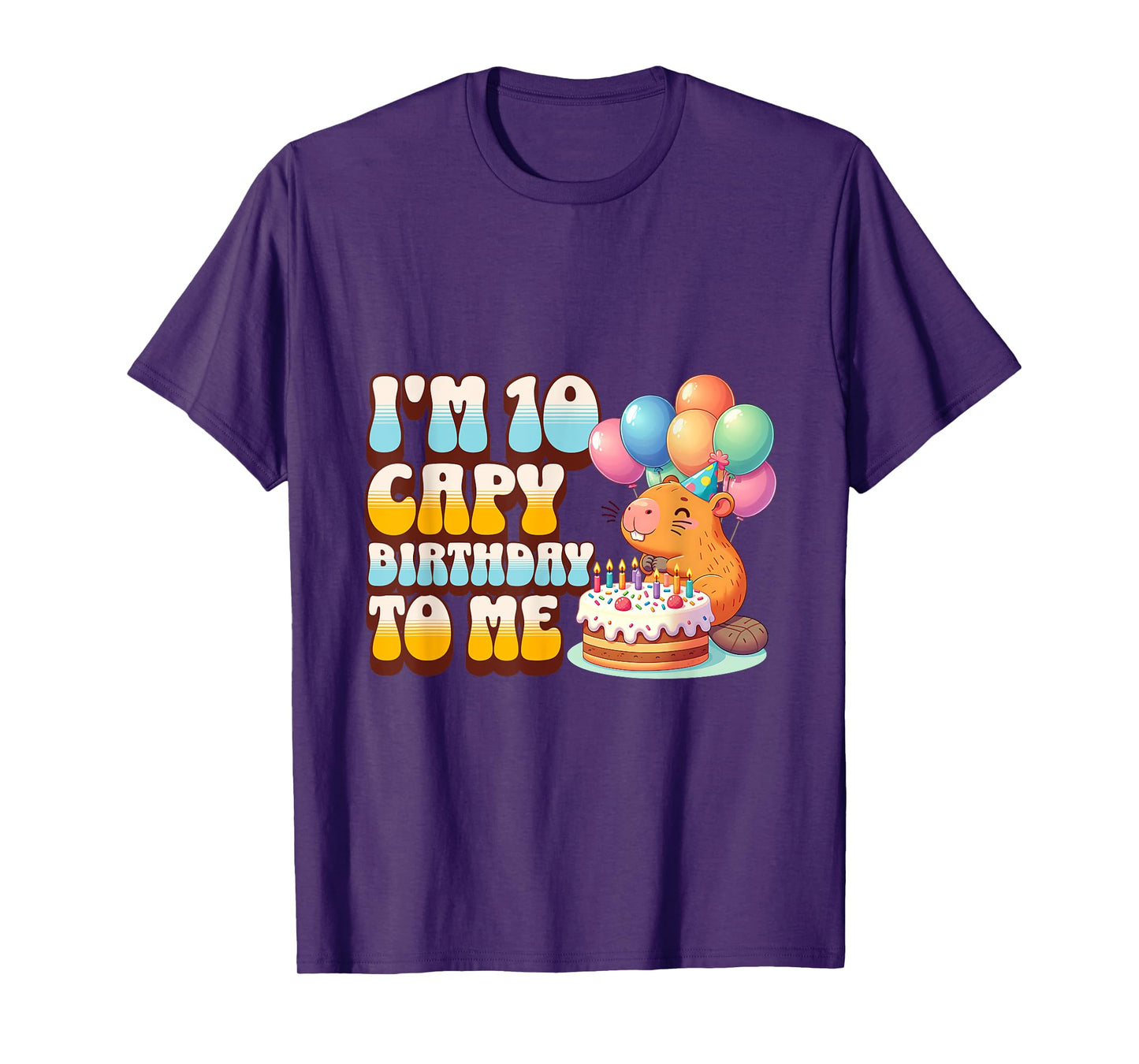 I'm 10 Capy Birthday To Me 10th Capybara Bday Party Kids T-Shirt