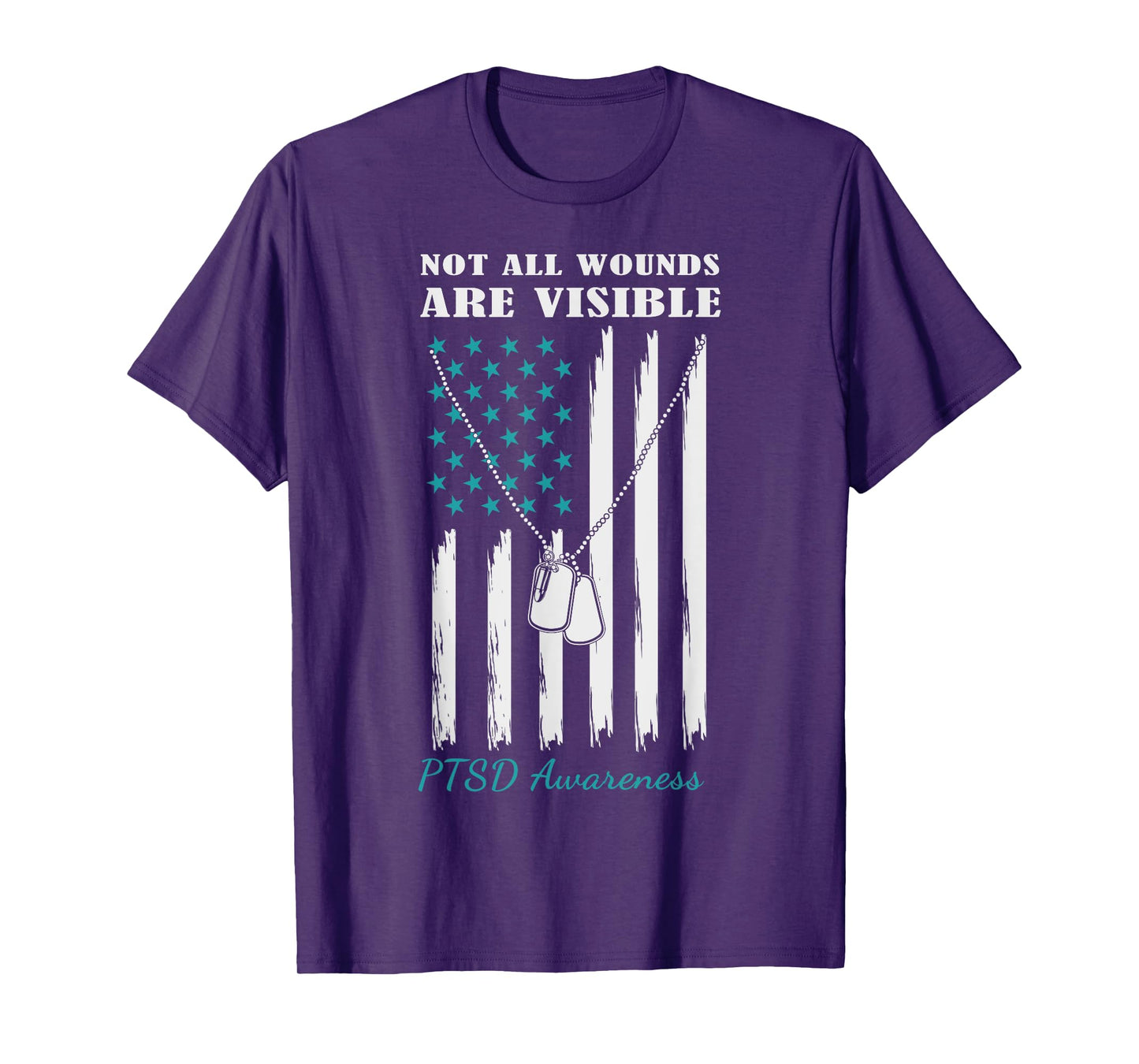 Not All Wounds Are Visible USA Flag PTSD Awareness T-Shirt