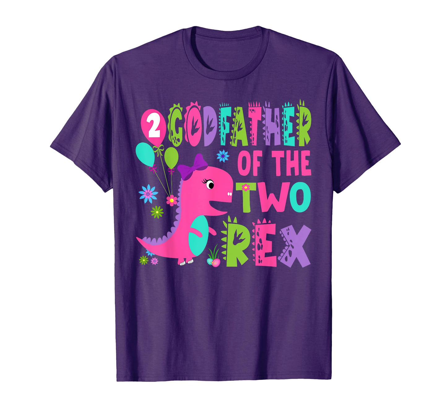 Godfather Of The Two Rex 2Nd Birthday Boy Dinosaur T-Rex T-Shirt