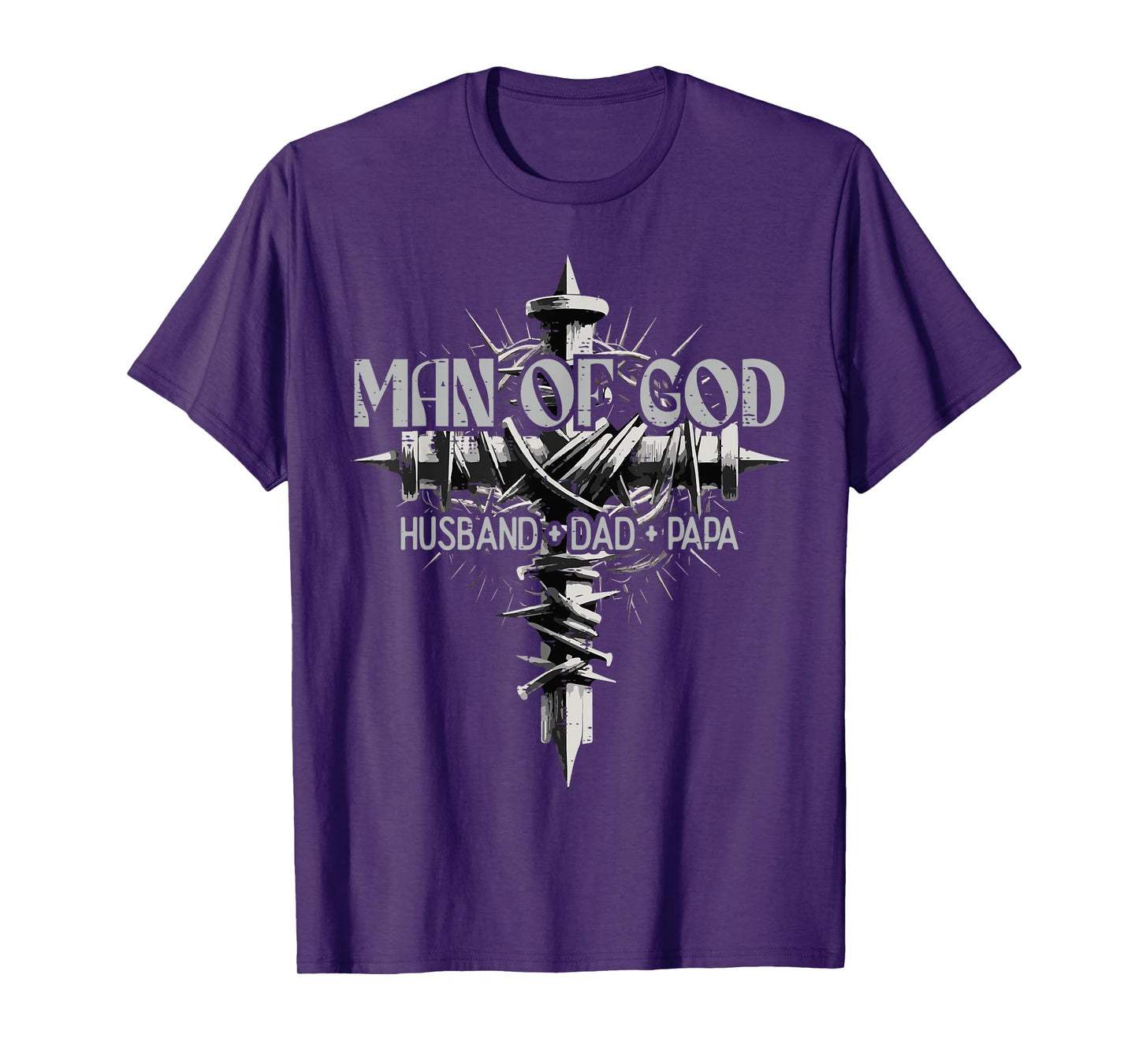 Man Of God Husband Dad Papa Cross Fathers Day Christian Men T-Shirt