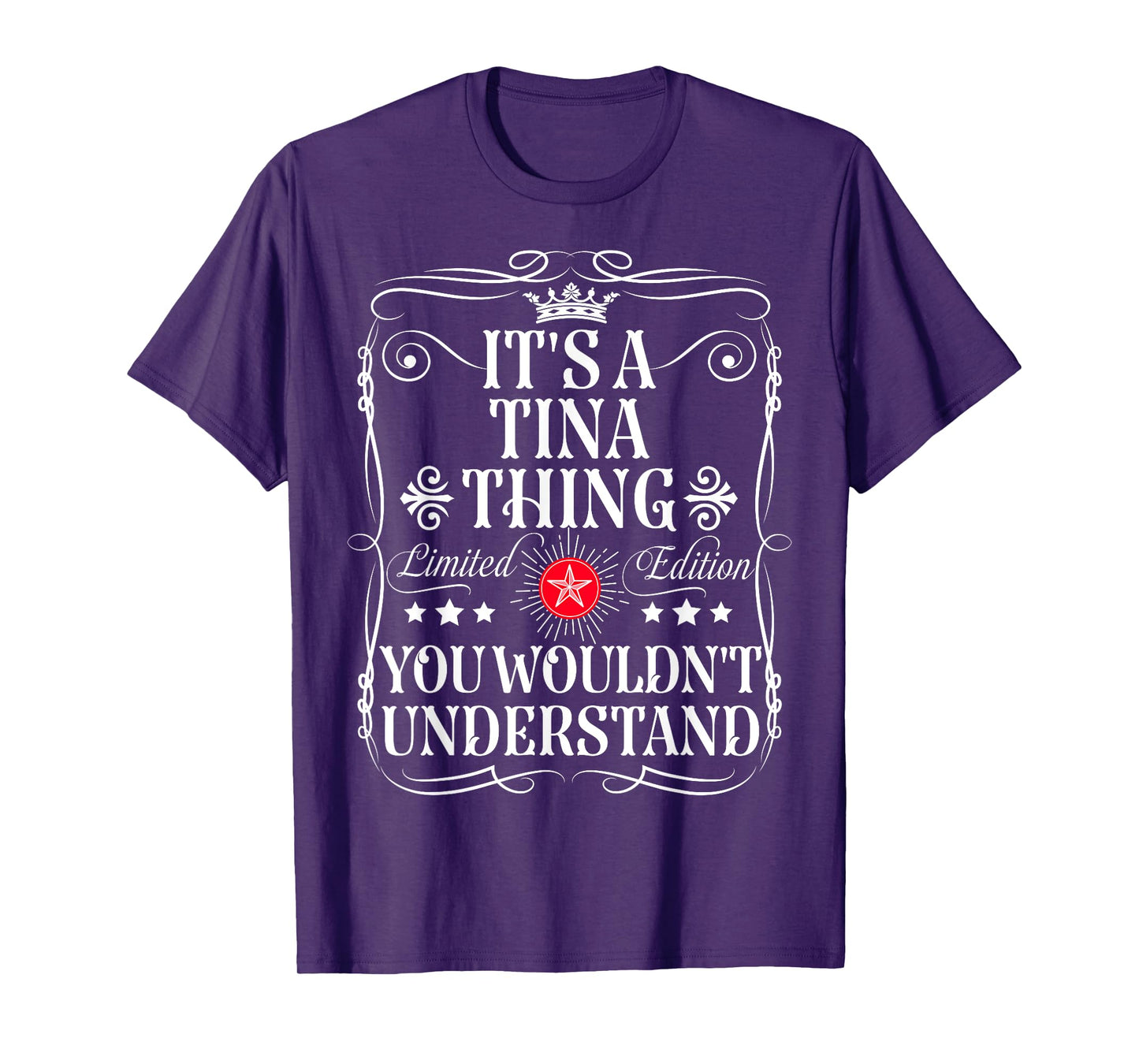 Funny Vintage Tina Name T-Shirts And Gifts Tina Name Its A Tina Thing You Wouldn't Understand Unisex-Adults Kids Retro Straight Imported Black Small Crew Neck T-Shirt Party Letter Print Pull On