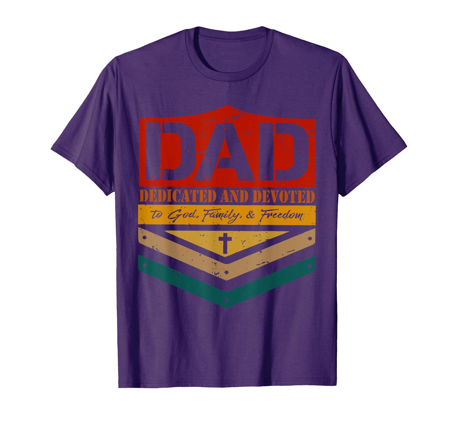 Vintage Dad Dedicated & Devoted Happy Fathers Day Christian T-Shirt