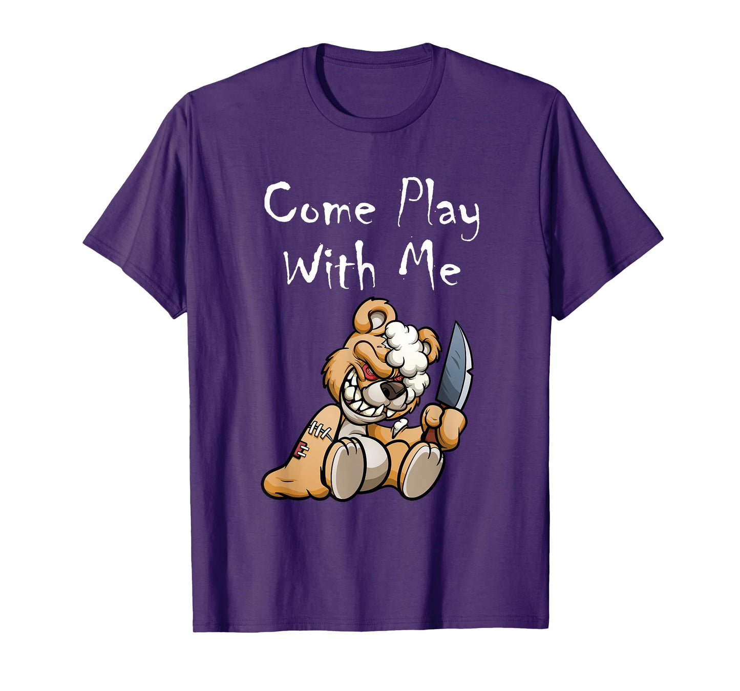Evil Scary Teddy Bear Come Play With Me Cute Halloween Bear T-Shirt