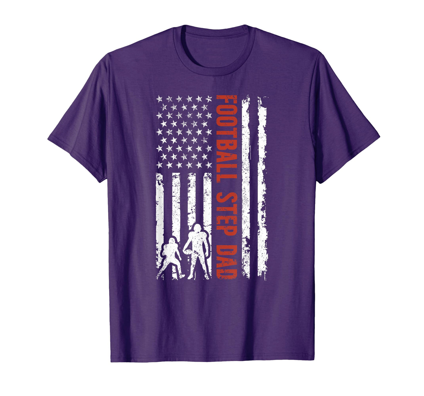 Football Step Dad Of A Football Player Stepfather US Flag T-Shirt