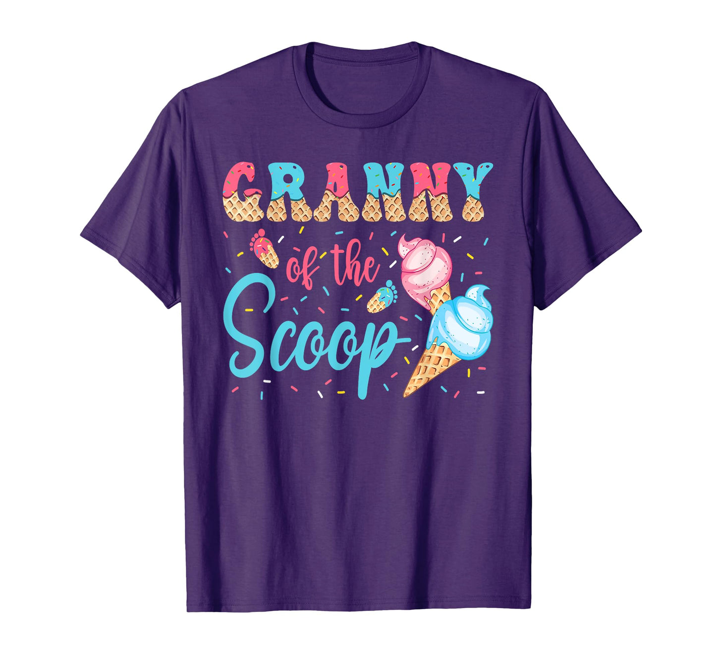 Granny Of The Scoop Ice Cream Gender Reveal Baby Shower T-Shirt
