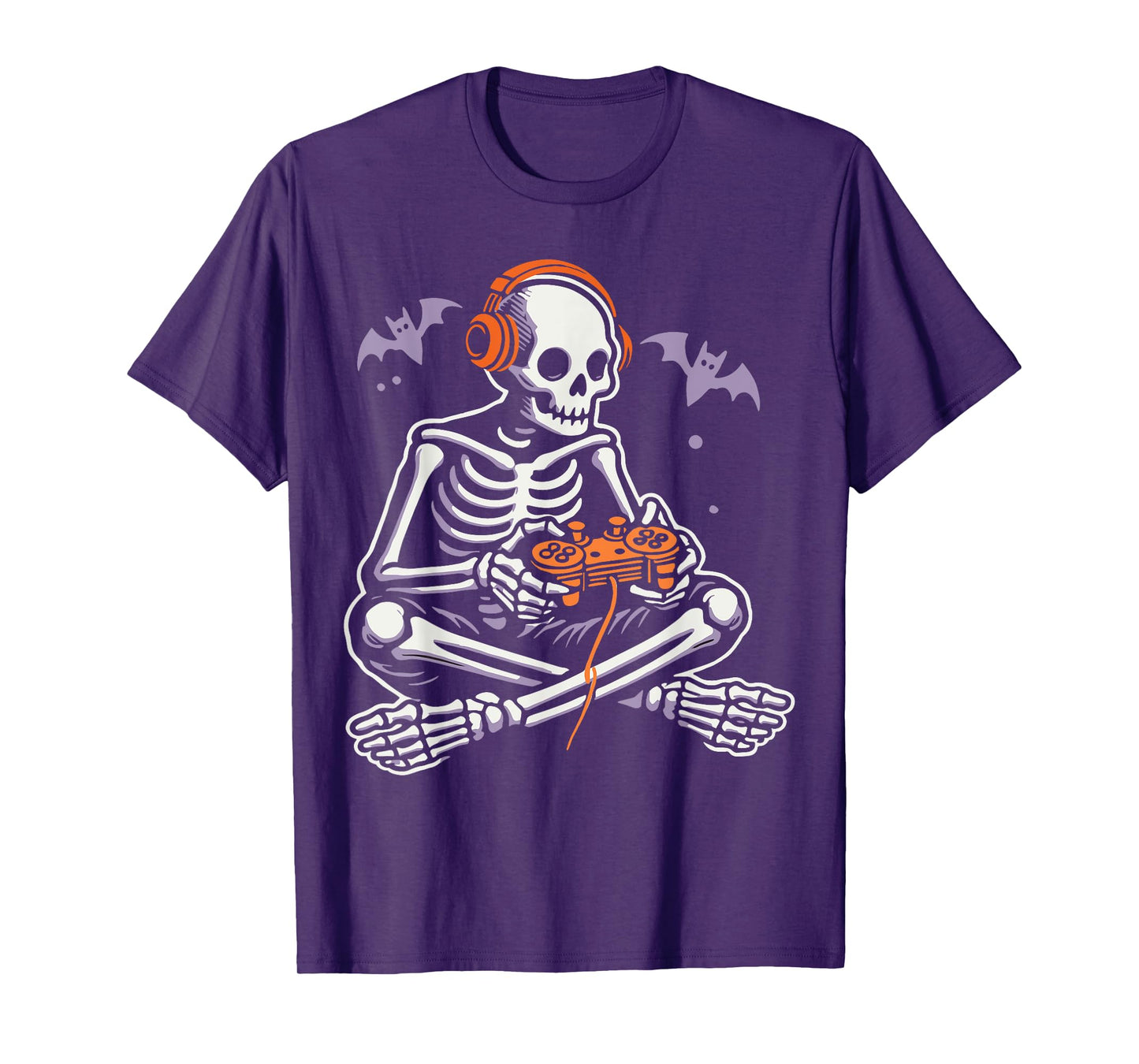 Spooky Skeleton Playing Video Games, Halloween Day Gamer T-Shirt