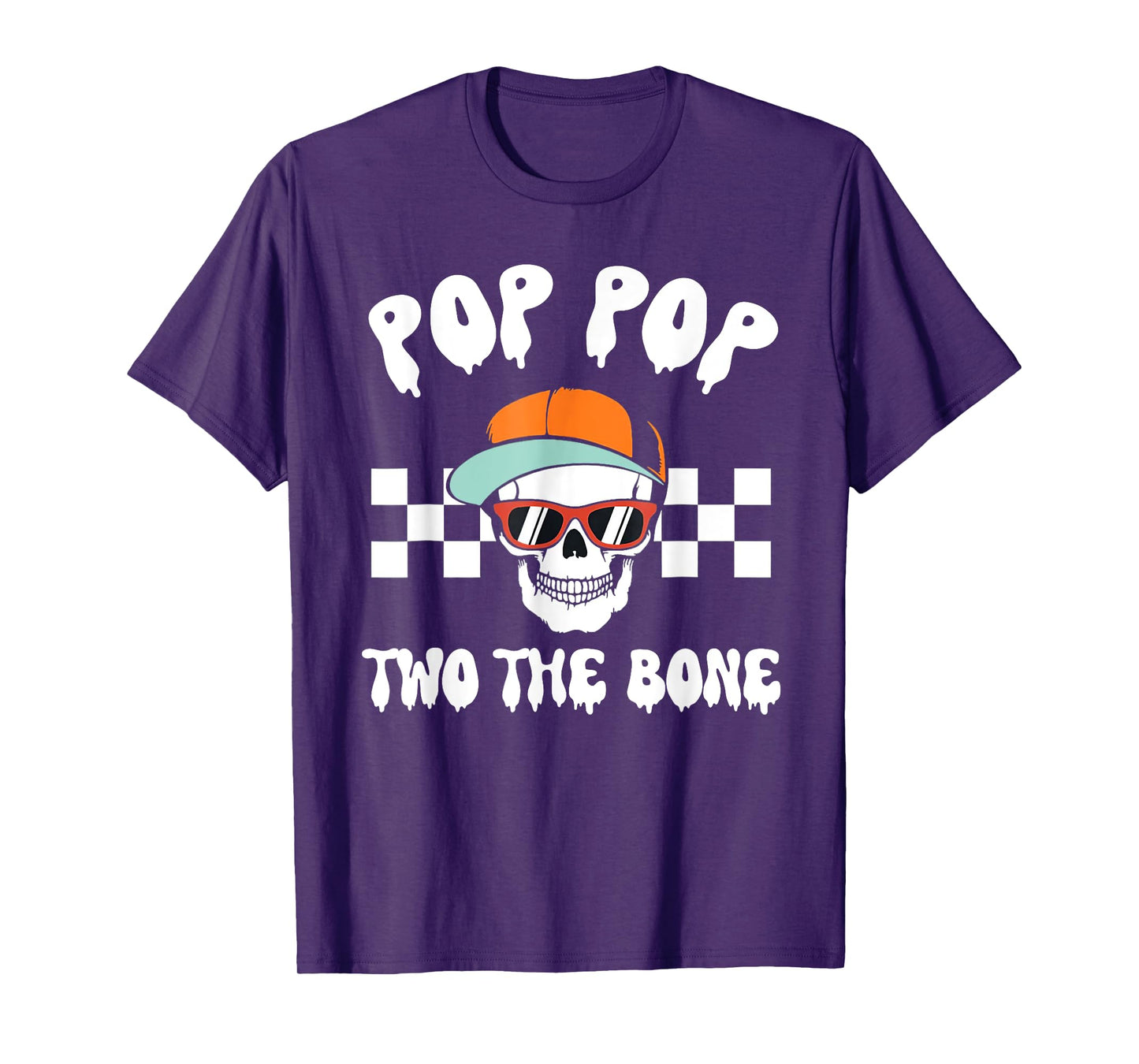 Pop Pop Two The Bone Skeleton Halloween 2nd Birthday Poppy T-Shirt